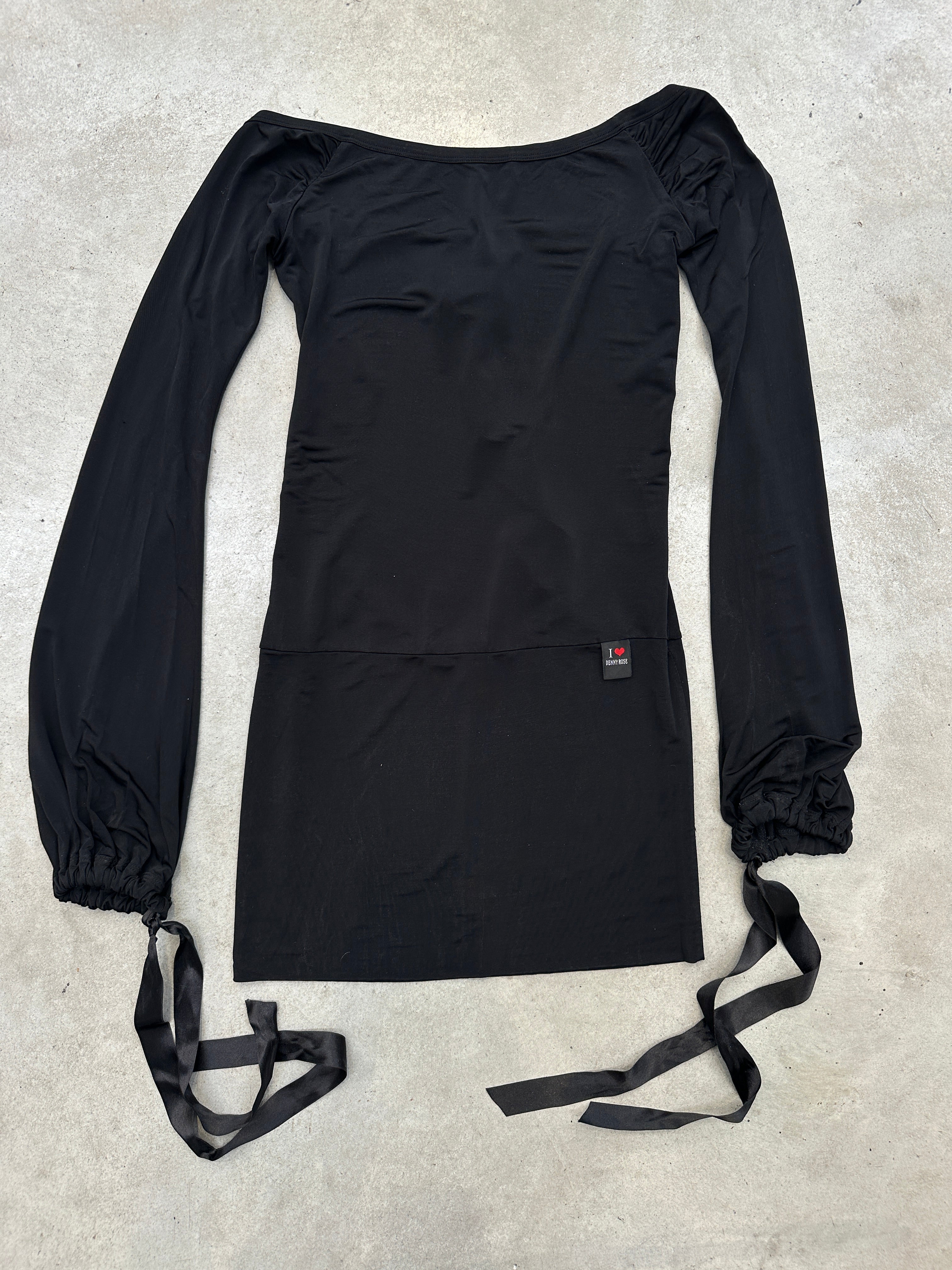 Vintage Denny Rose Black Backless Dress S