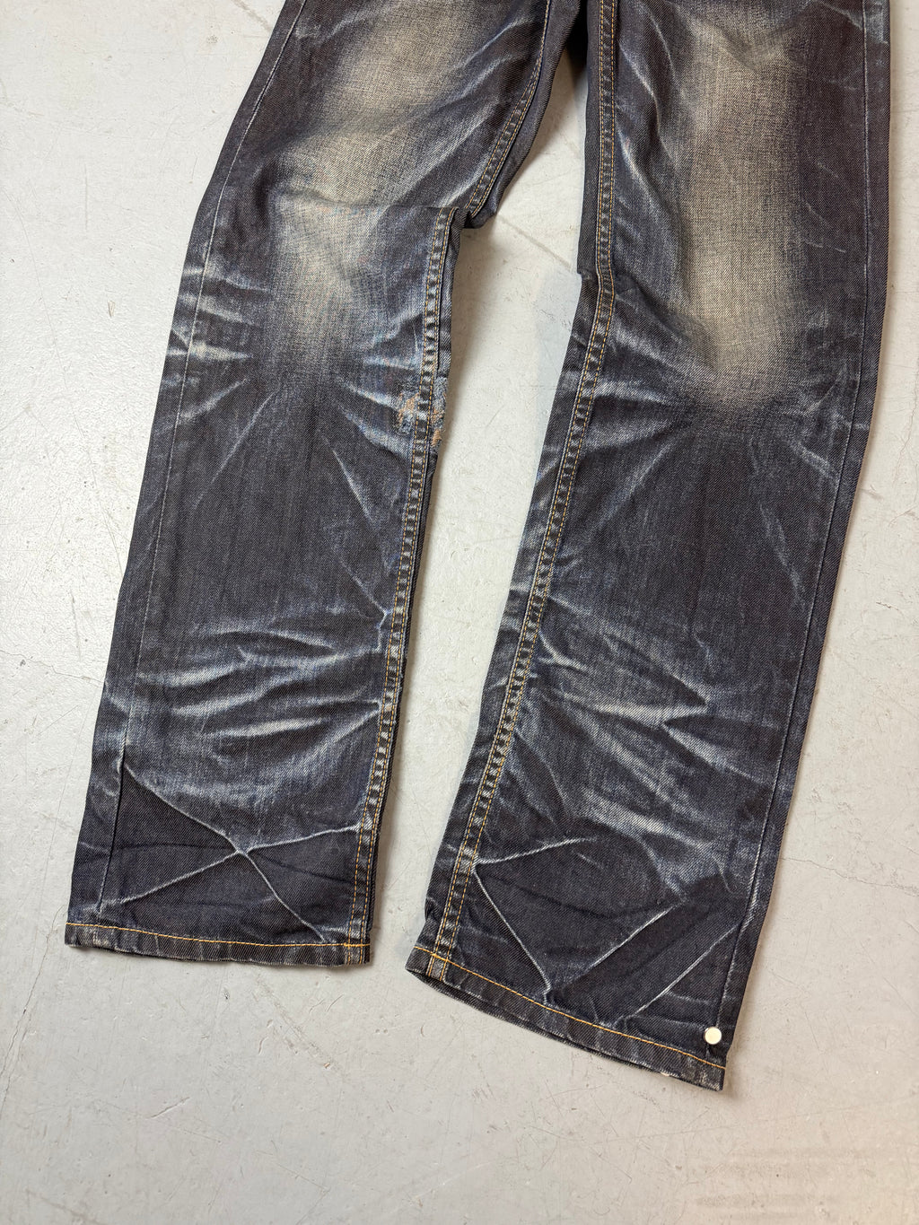 E Vintage Big Train High Waist Jeans mit Stitching für Frauen 