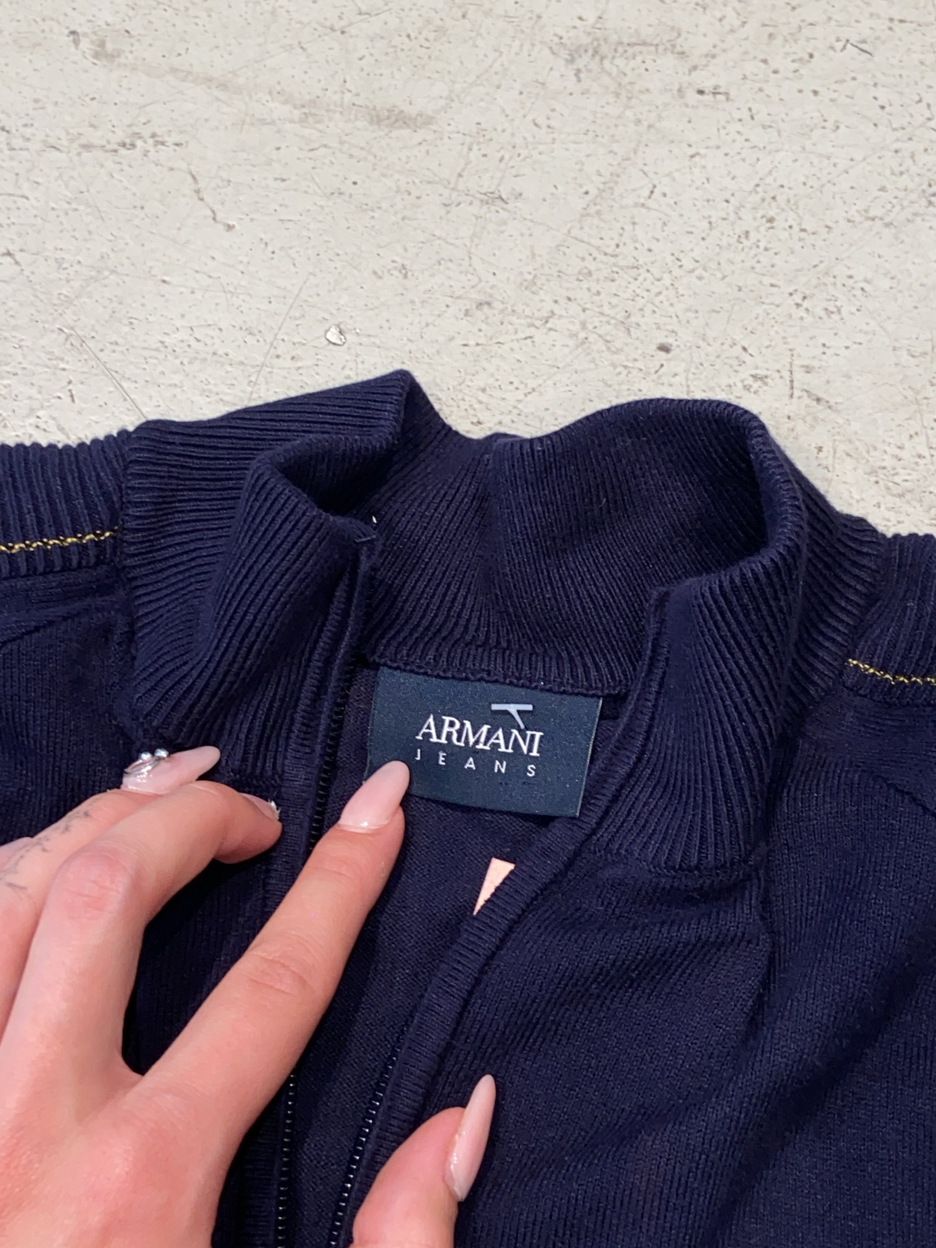 Vintage Armani Jeans Knit Zipper (M)