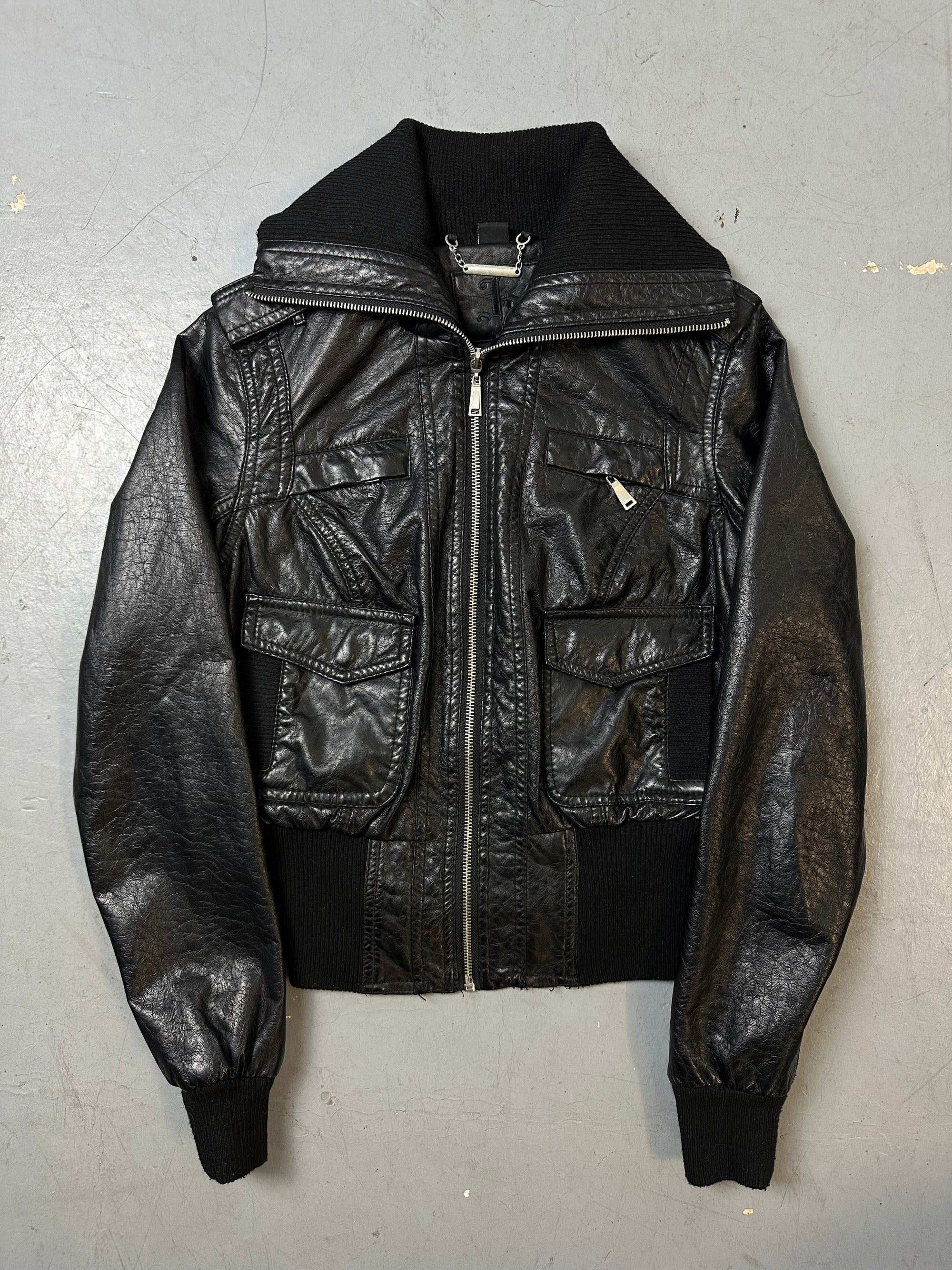 Vintage Faux Leather Cropped Jacket S