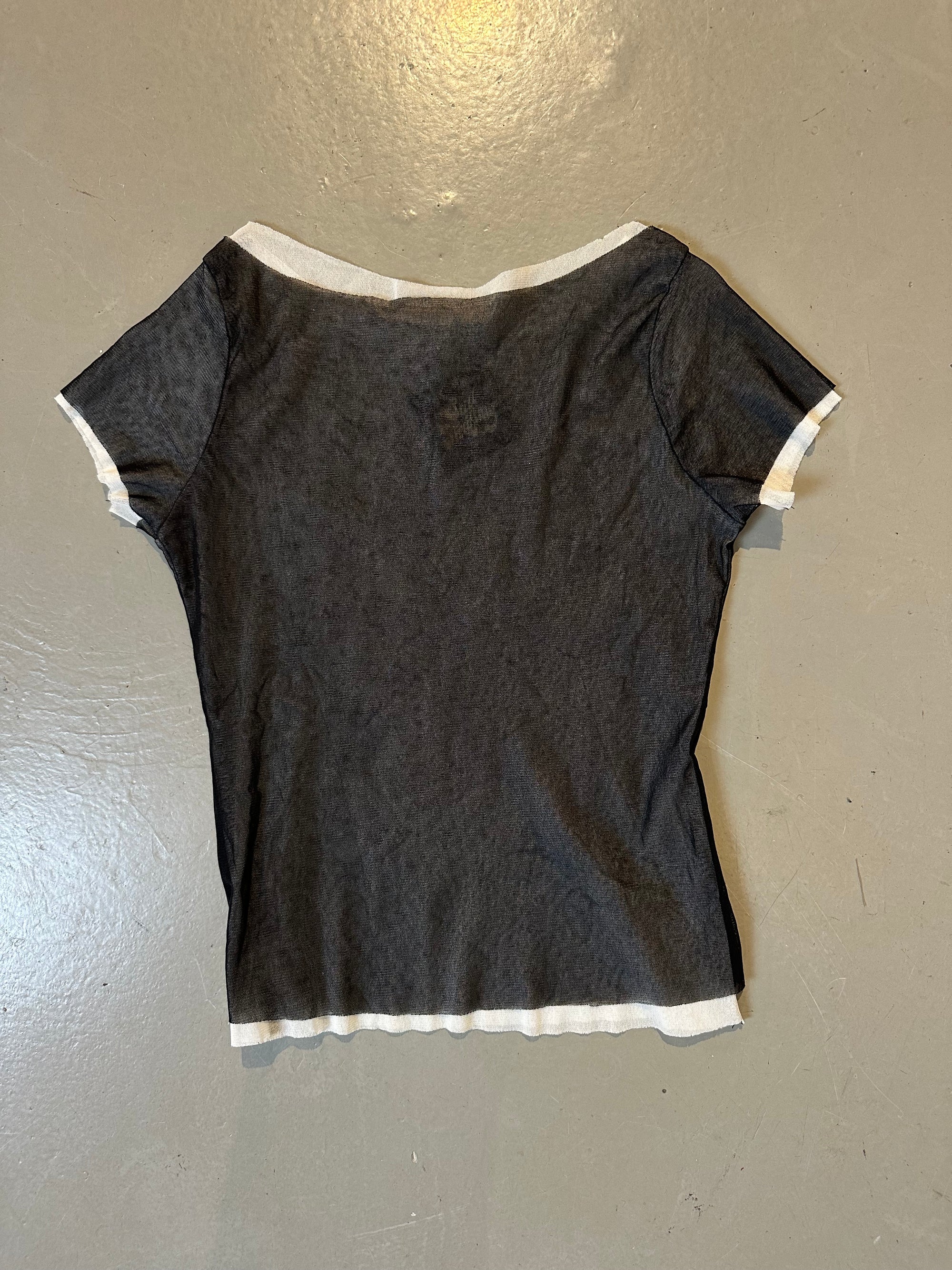 Vintage Black & Beige Mesh Top S/M