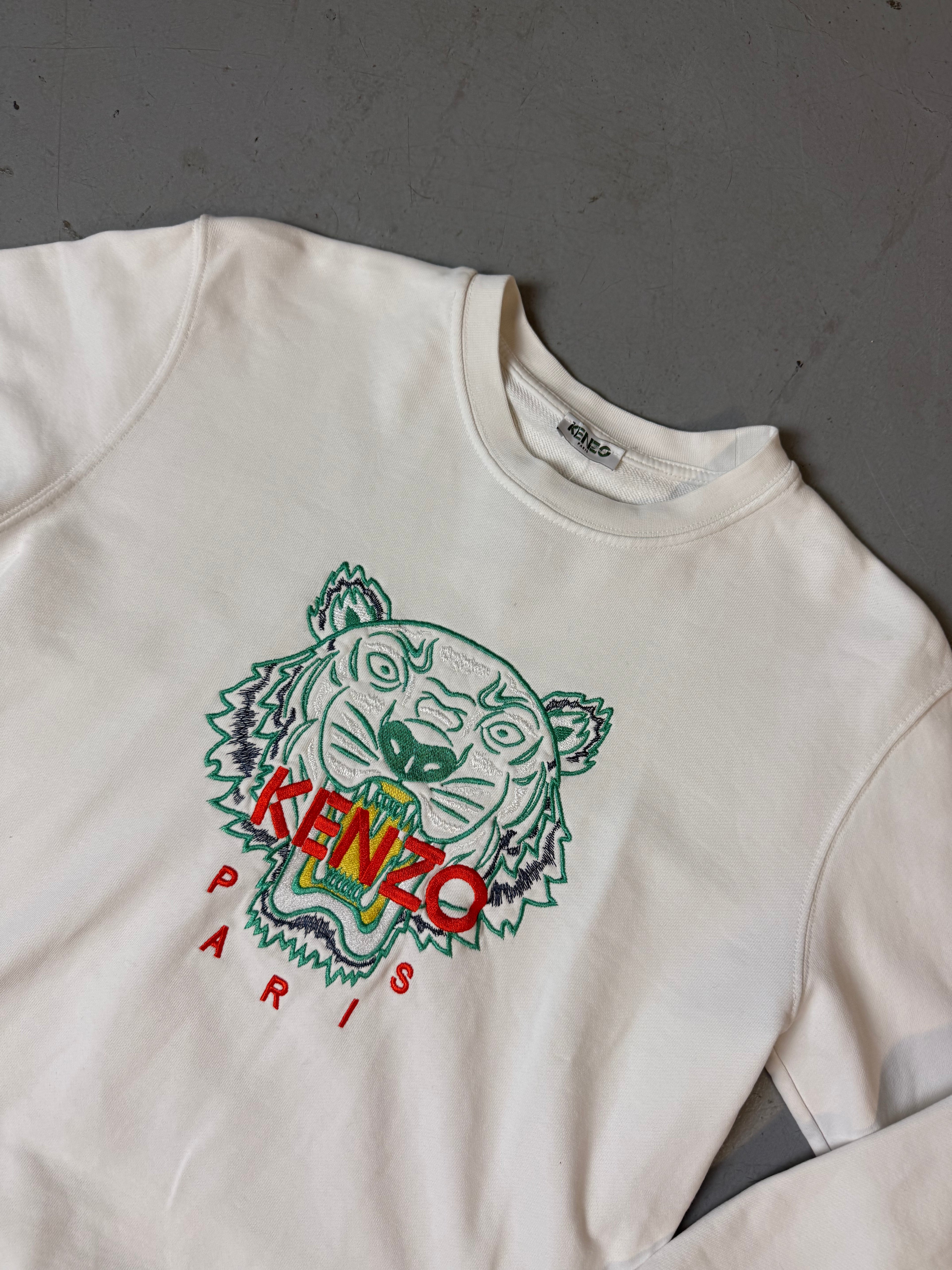 Vintage Kenzo Paris Printed White Sweater S