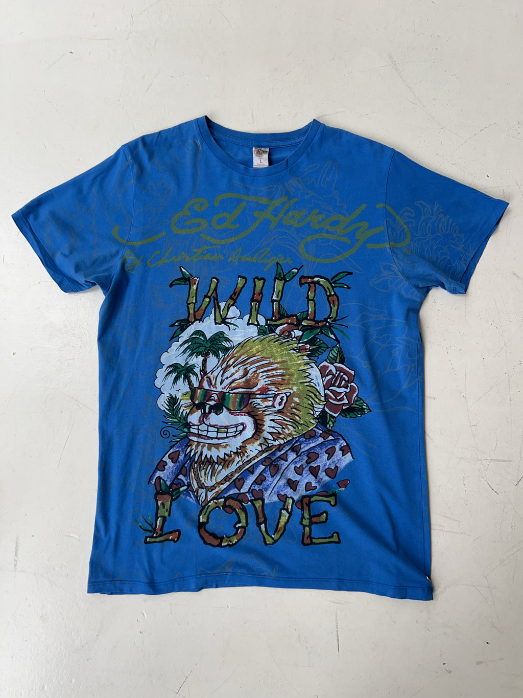 Vintage Ed Hardy Blue T-Shirt (L)