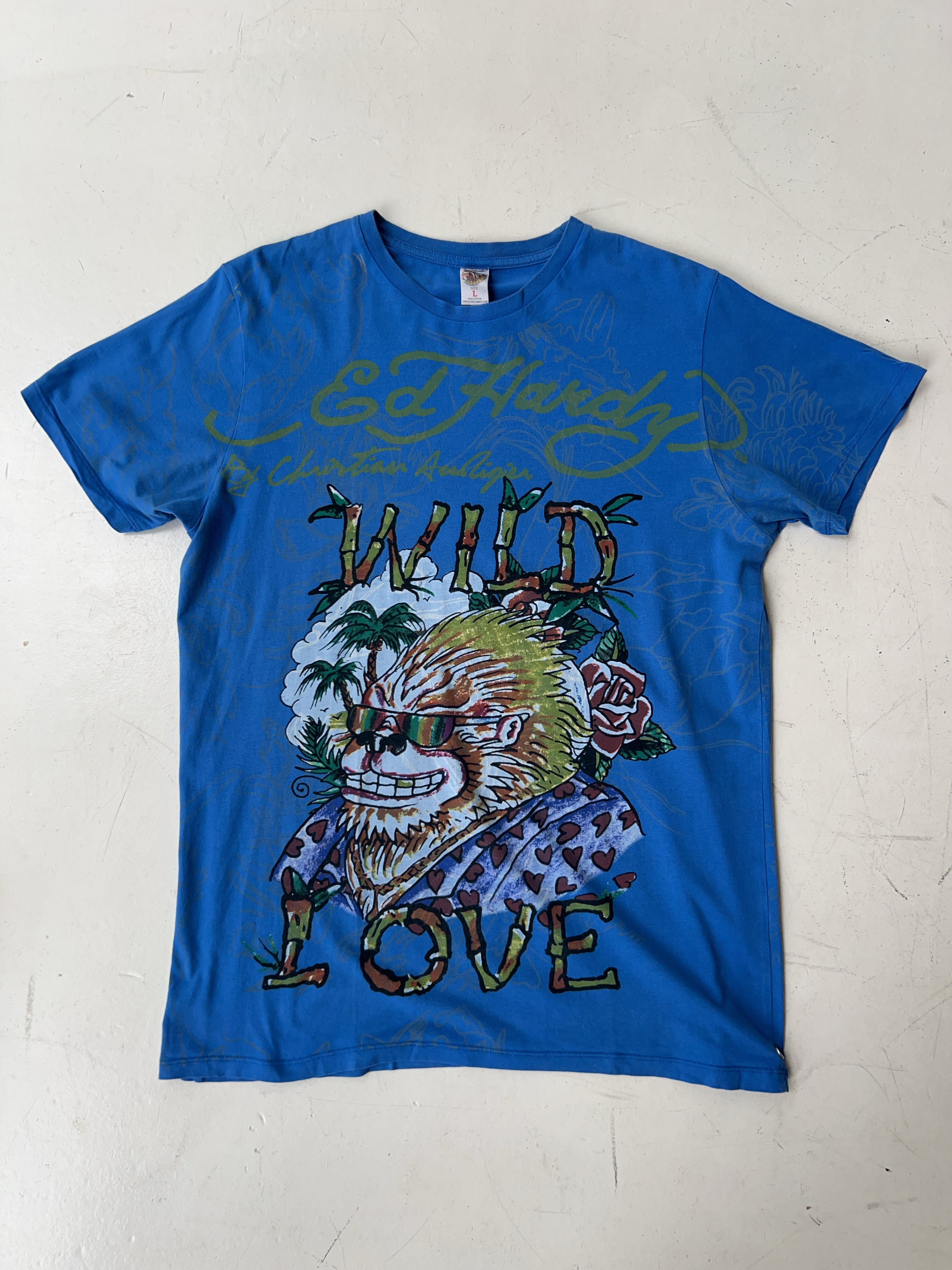 Vintage Ed Hardy Blue T-Shirt (L)