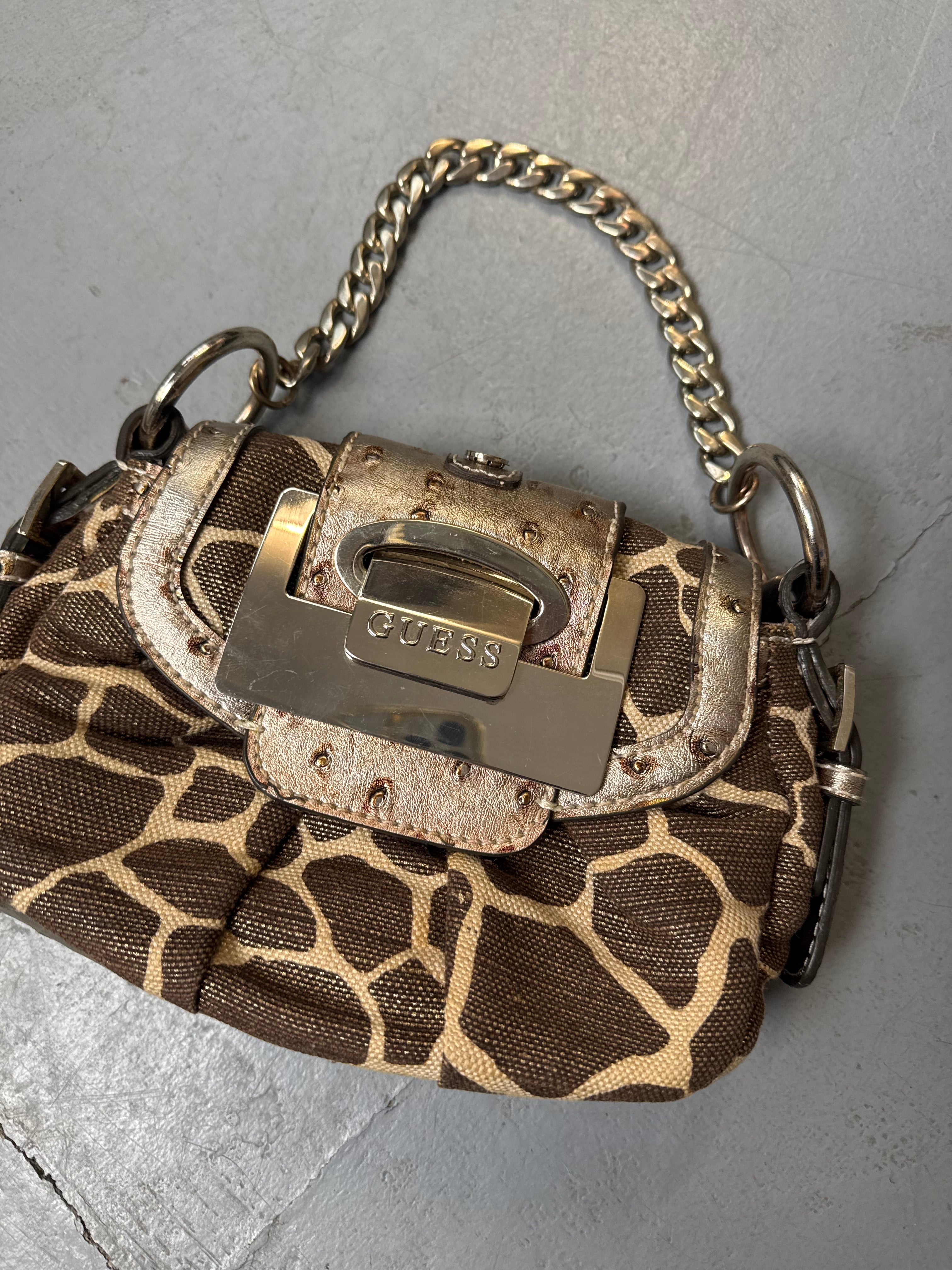 Vintage Guess Giraffe Print Mini Bag for girls Y2K Second Hand 2000s Fashion 