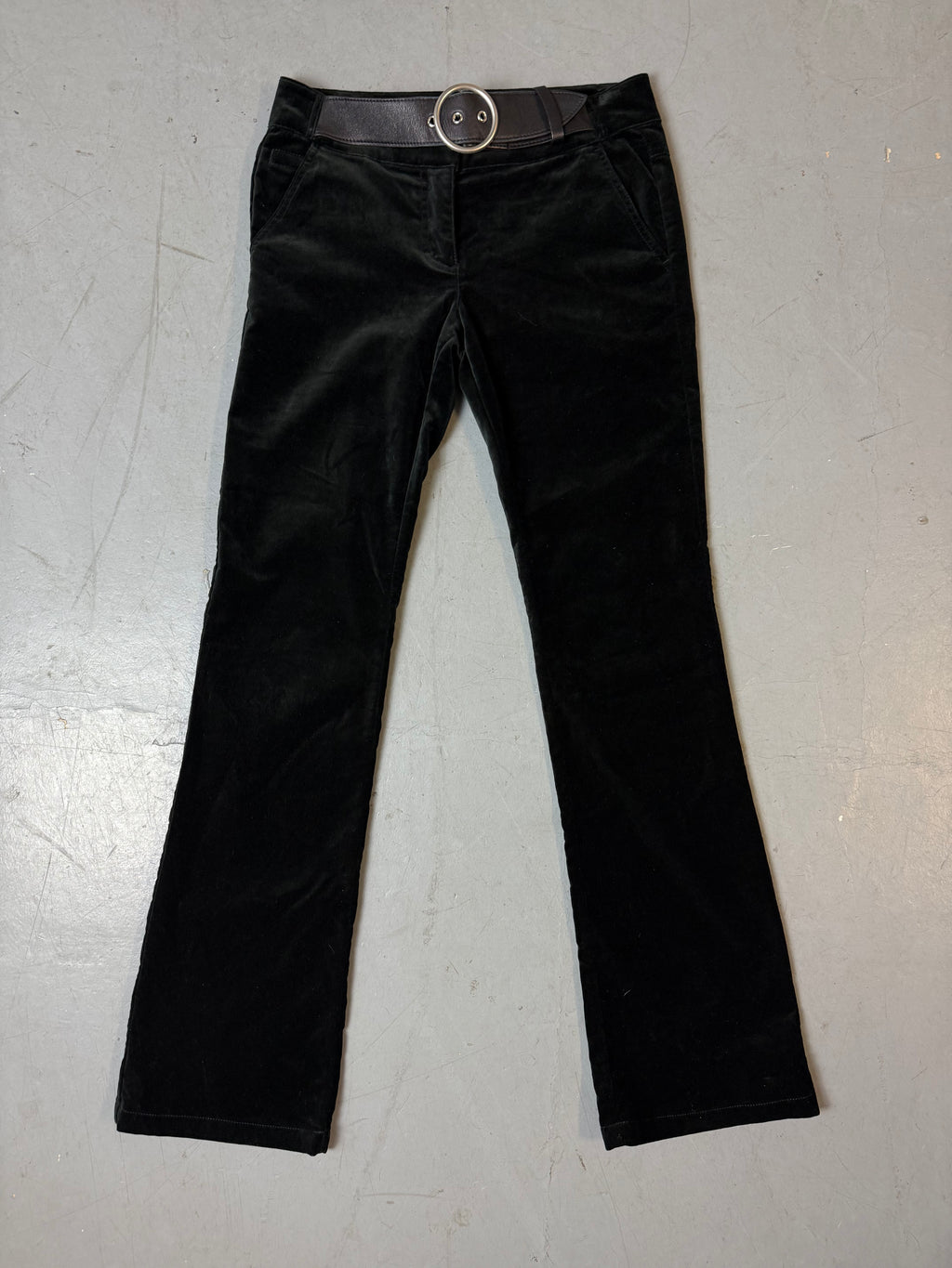 Vintage Max&Co Black Velvet Pants with Leather Belt S