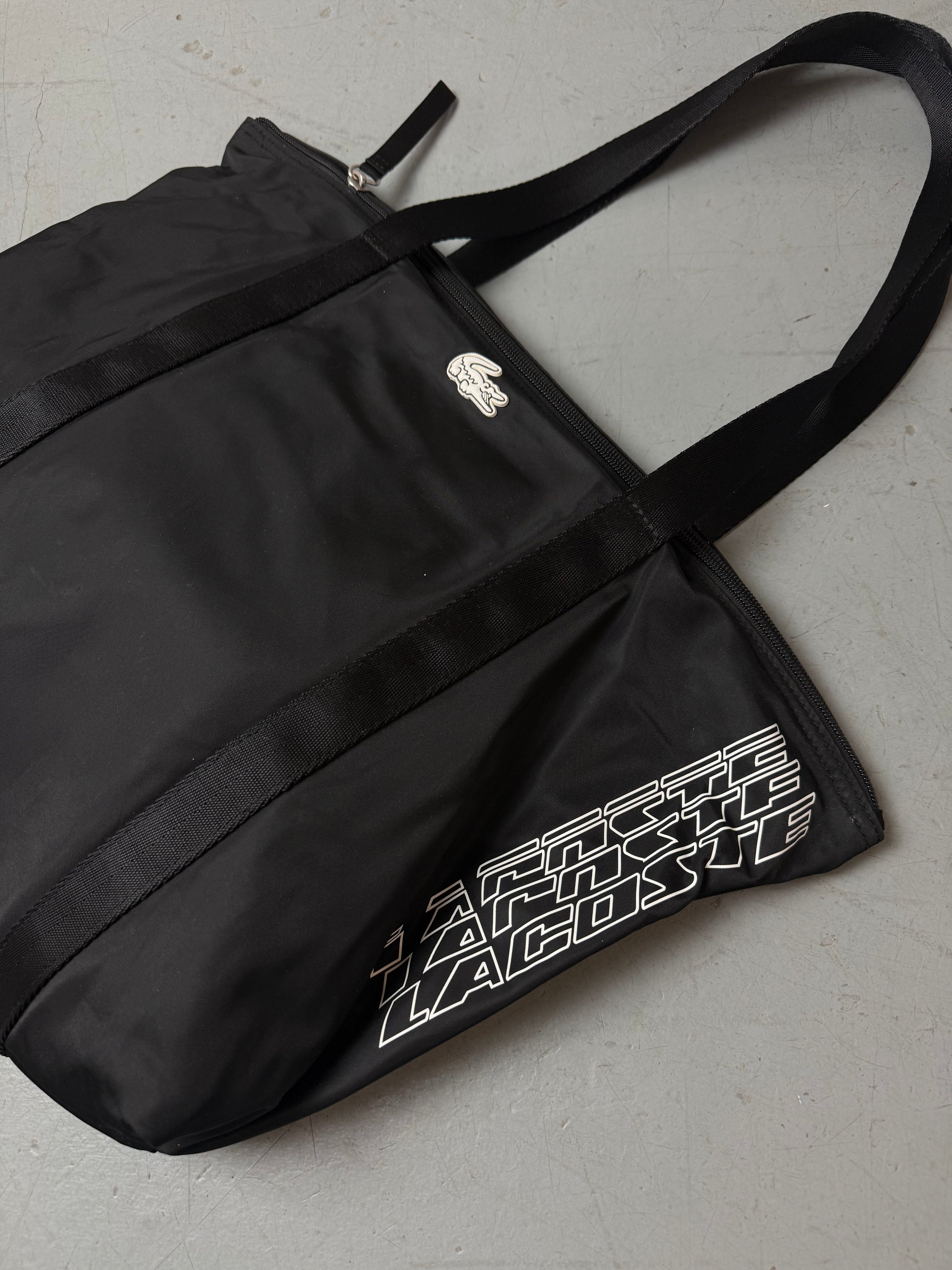 Vintage Lacoste Black Shopper Bag. Unisex.. Y2K Second Hand 2000s Fashion