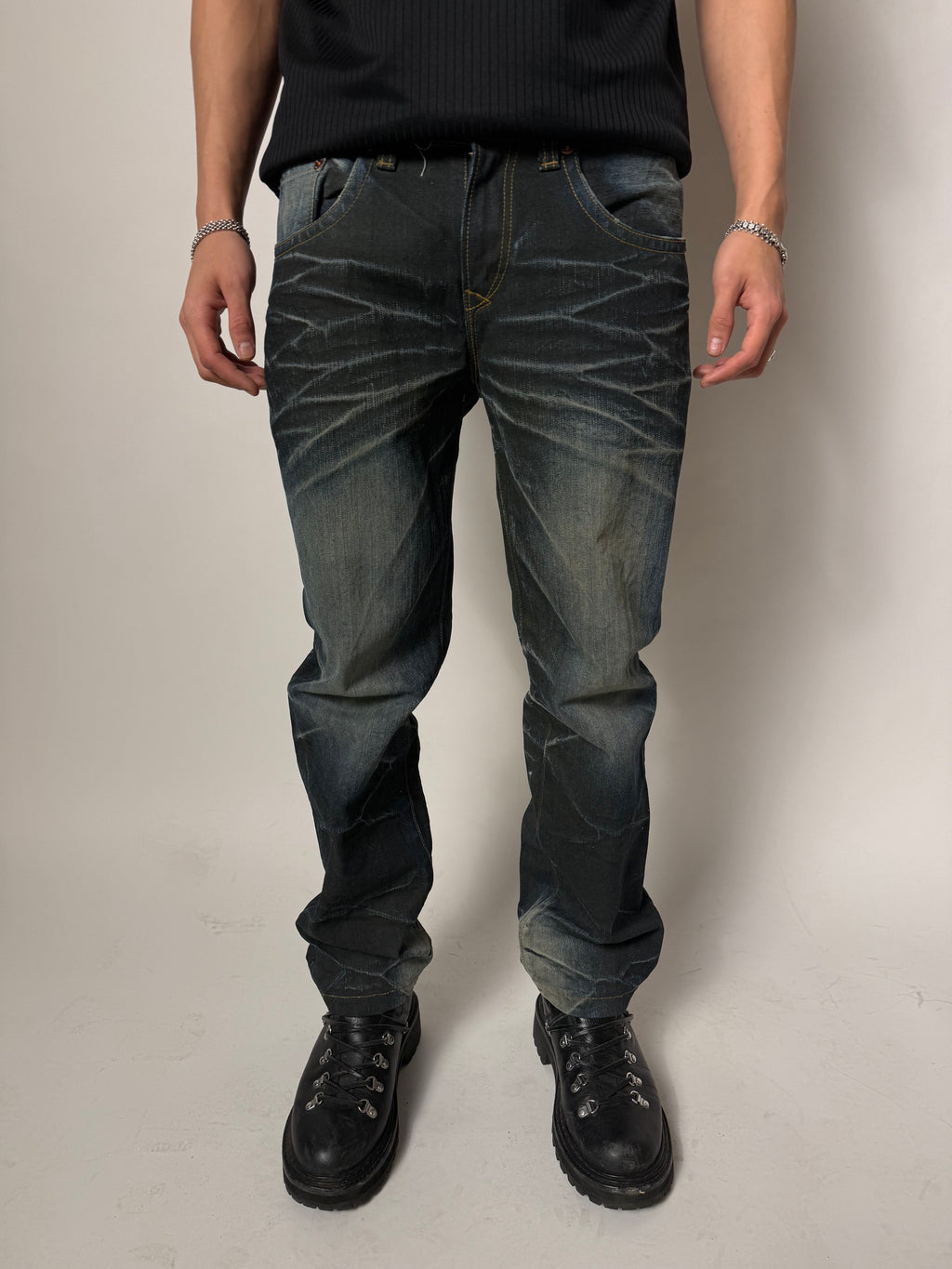 Vintage Oniarai Japanese Printed Denim M