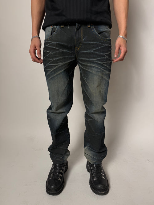 Vintage Oniarai Japanese Printed Denim M