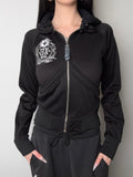 Tragebild von Vintage ZU Elements Black Printed Zip Up Hoodie von vorne