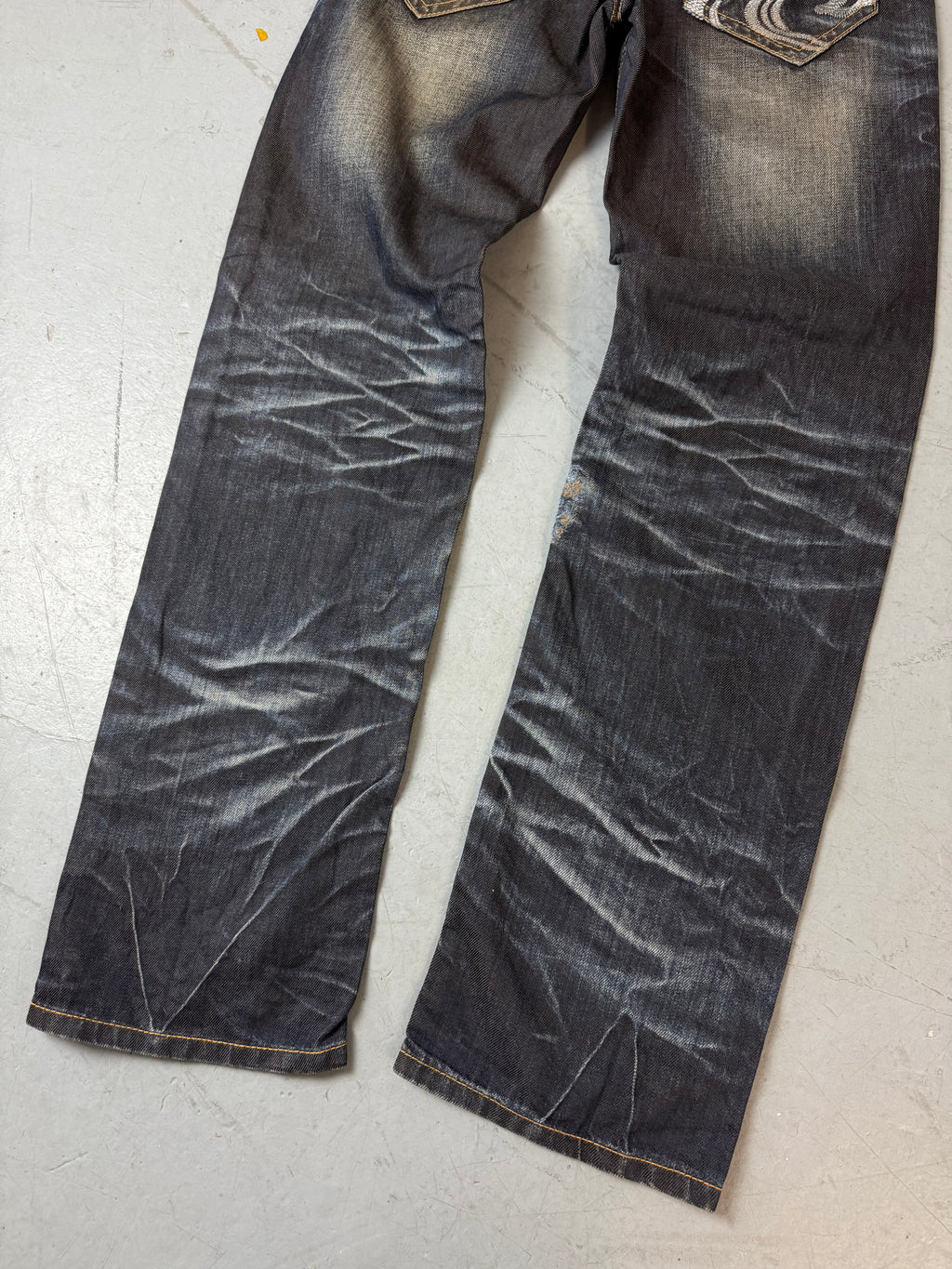 Vintage Big Train High Waist Jeans mit Stitching für Frauen 