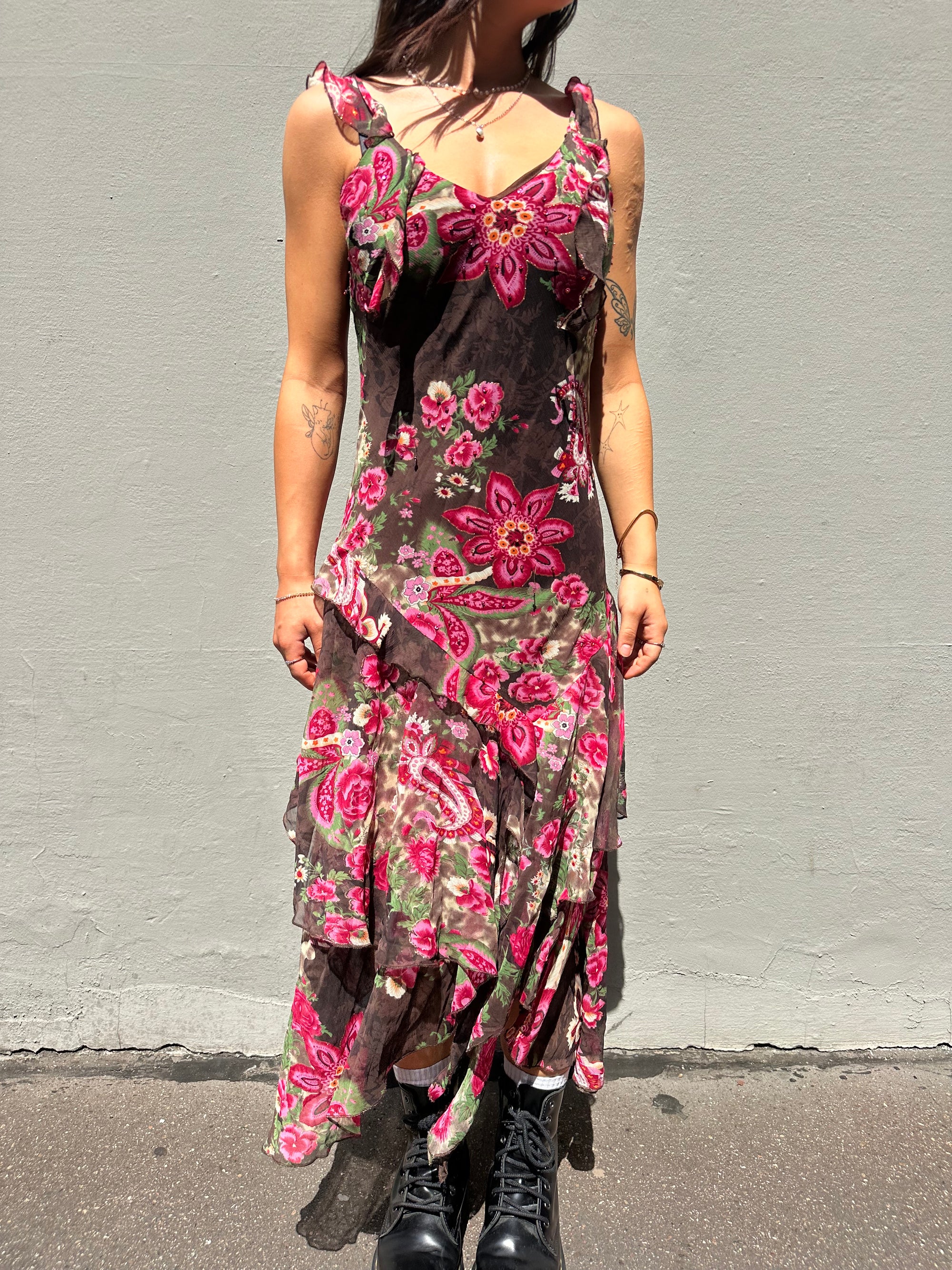 Vintage Flower Midi Dress S