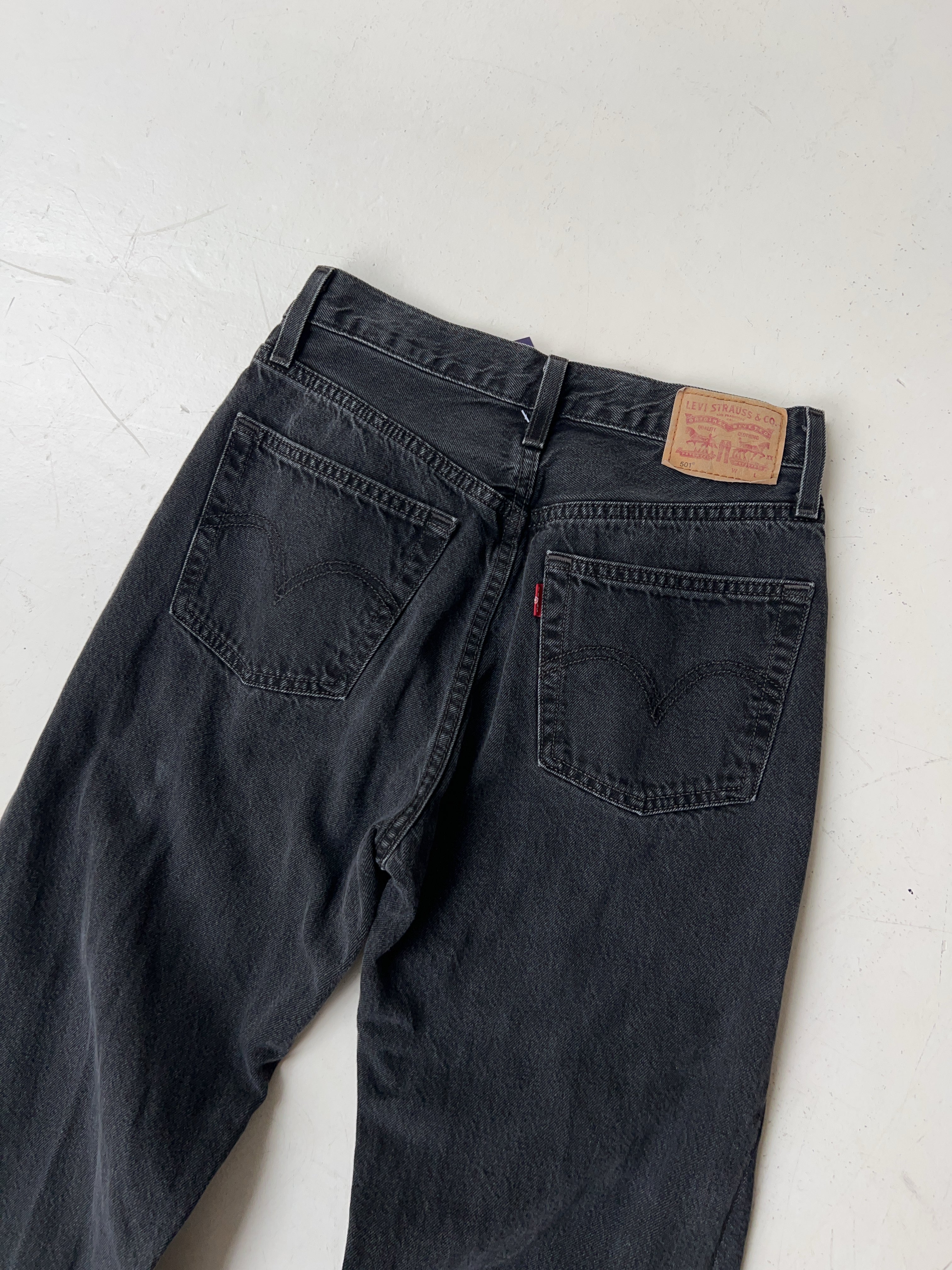 Vintage Levi's 501 Black Reworked Bootcut Jeans (S)