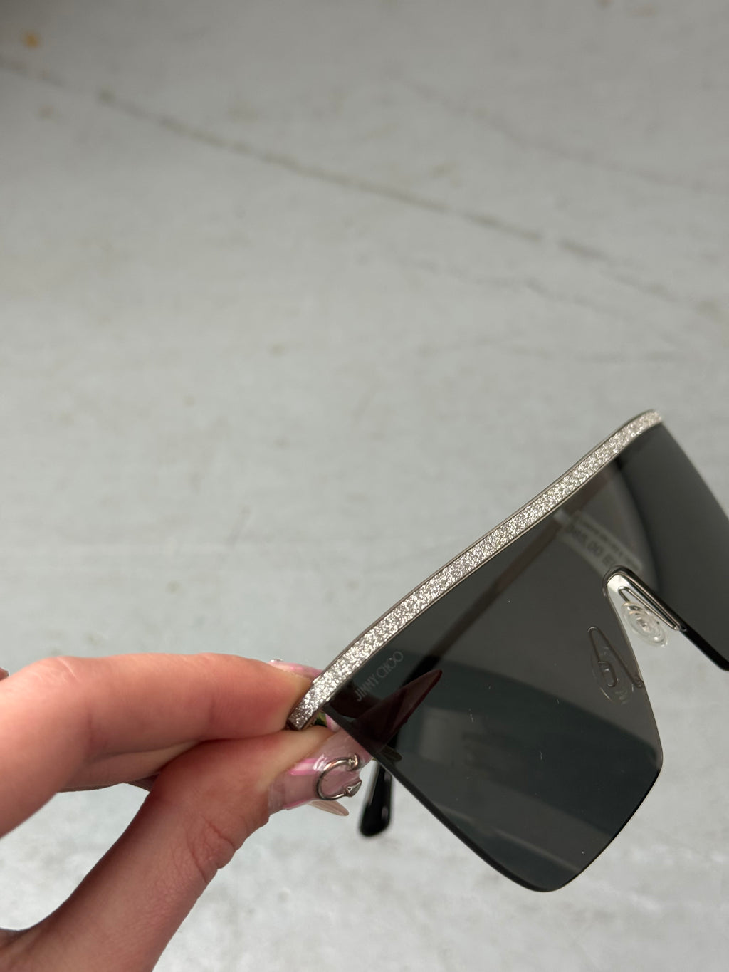 Jimmy Choo Black Glitter Sunglasses. Secondhand 2000s Fashion