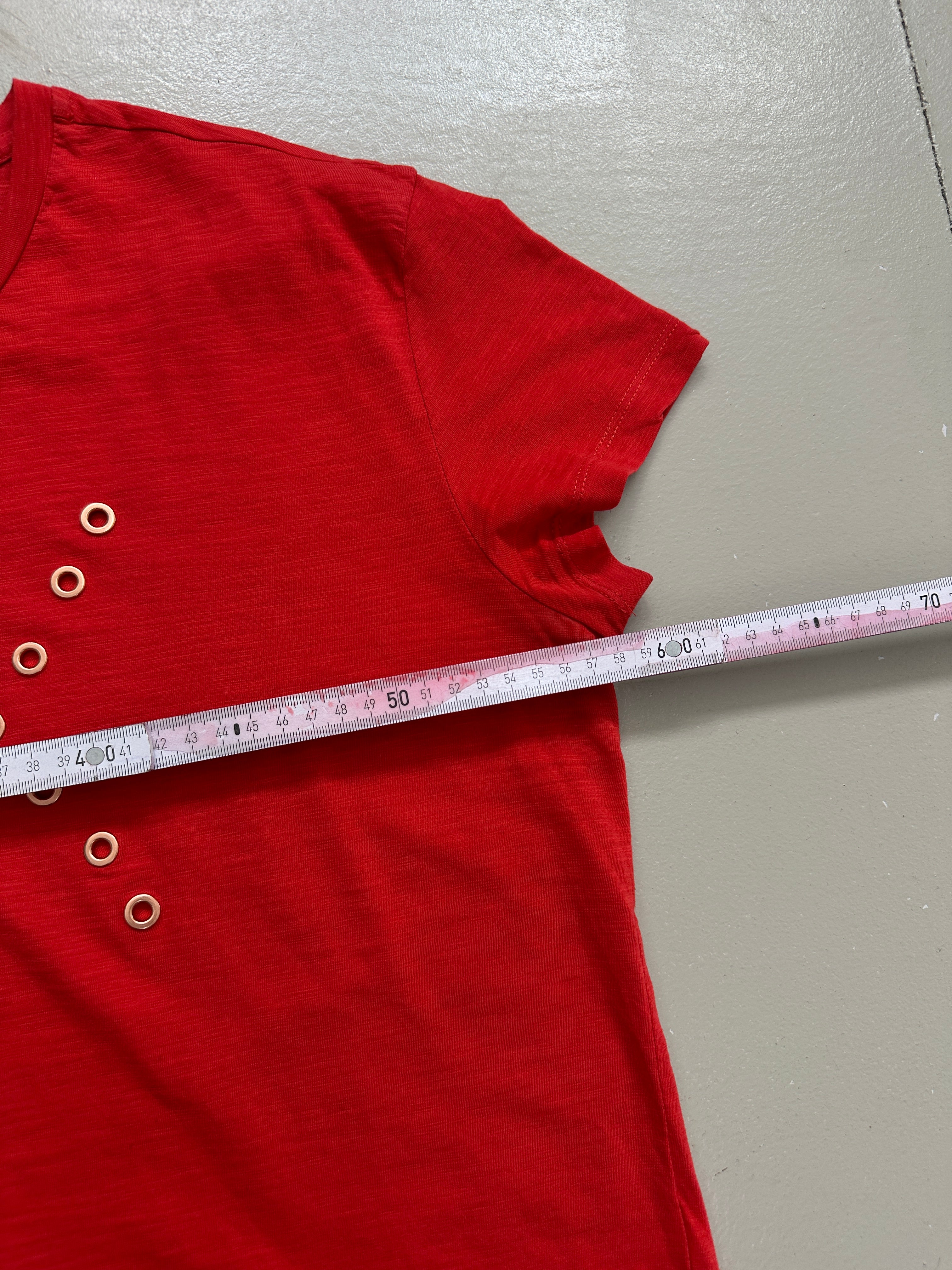 Vintage Armani Exchange Red T-Shirt with Gold Studs L
