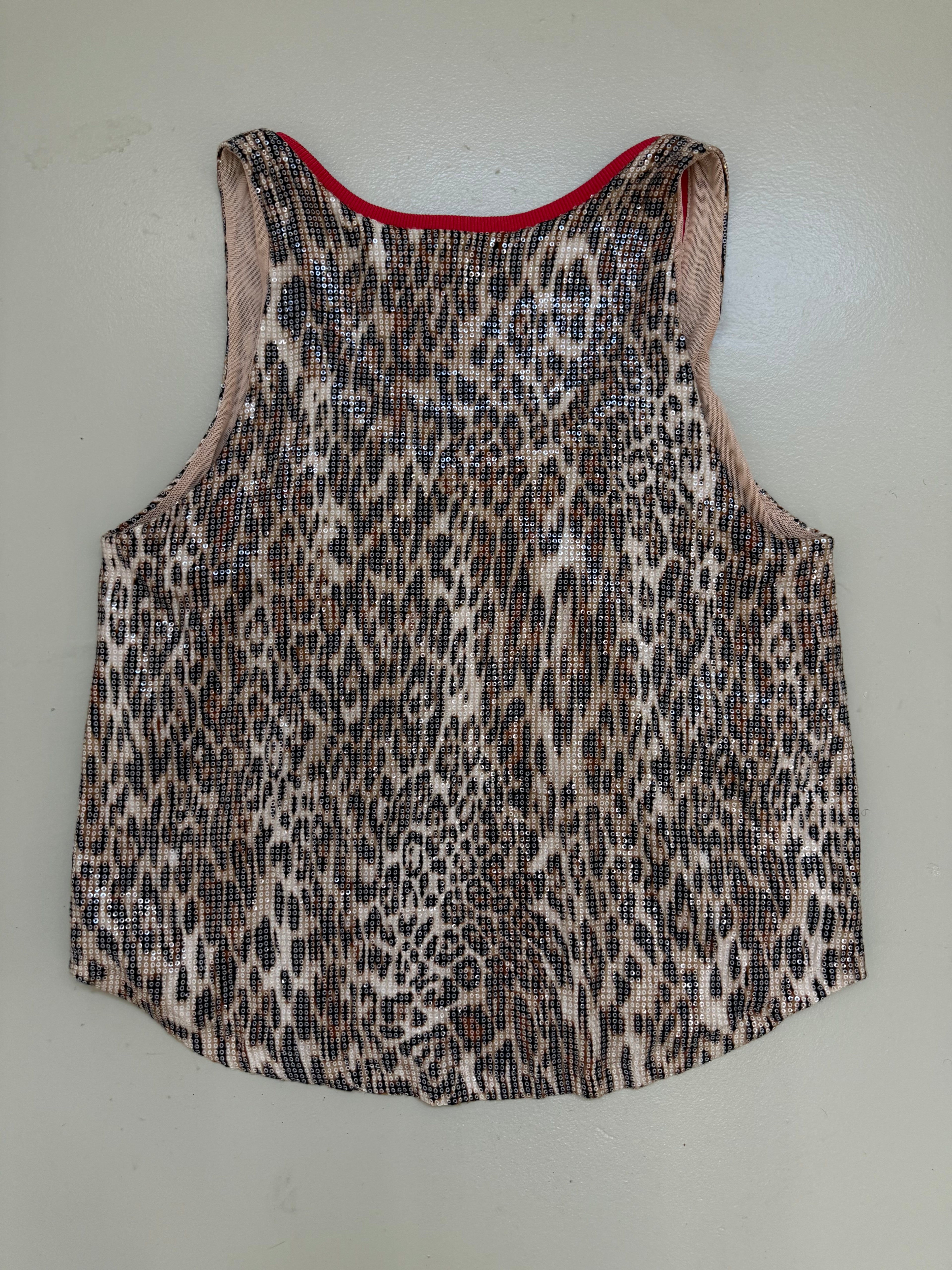 Vintage Leopard Print Pailletten Top L