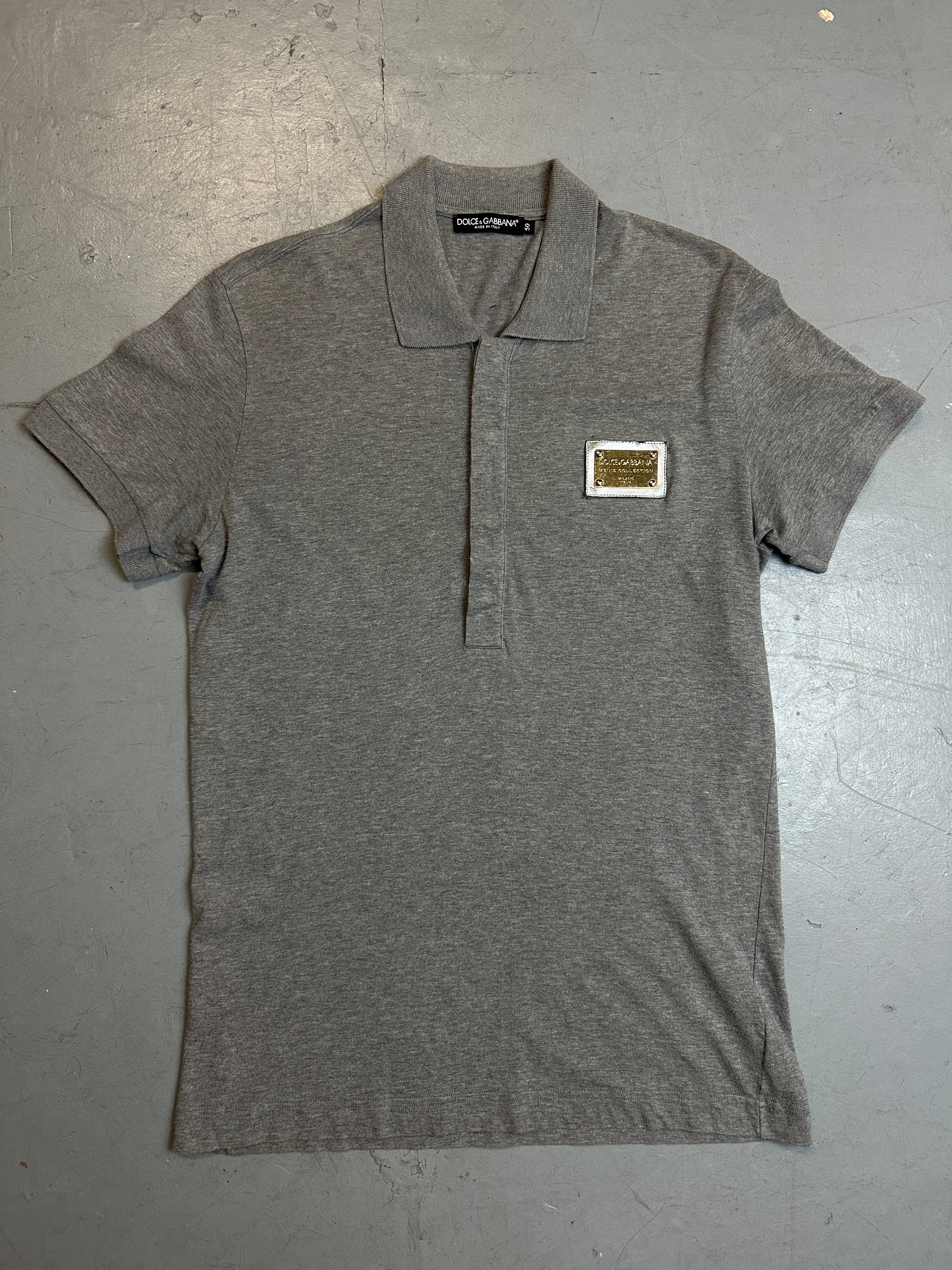 Vintage Dolce&Gabbana Grey Polo Shirt für Herren. 2000s Second Hand 2000s Fashion
