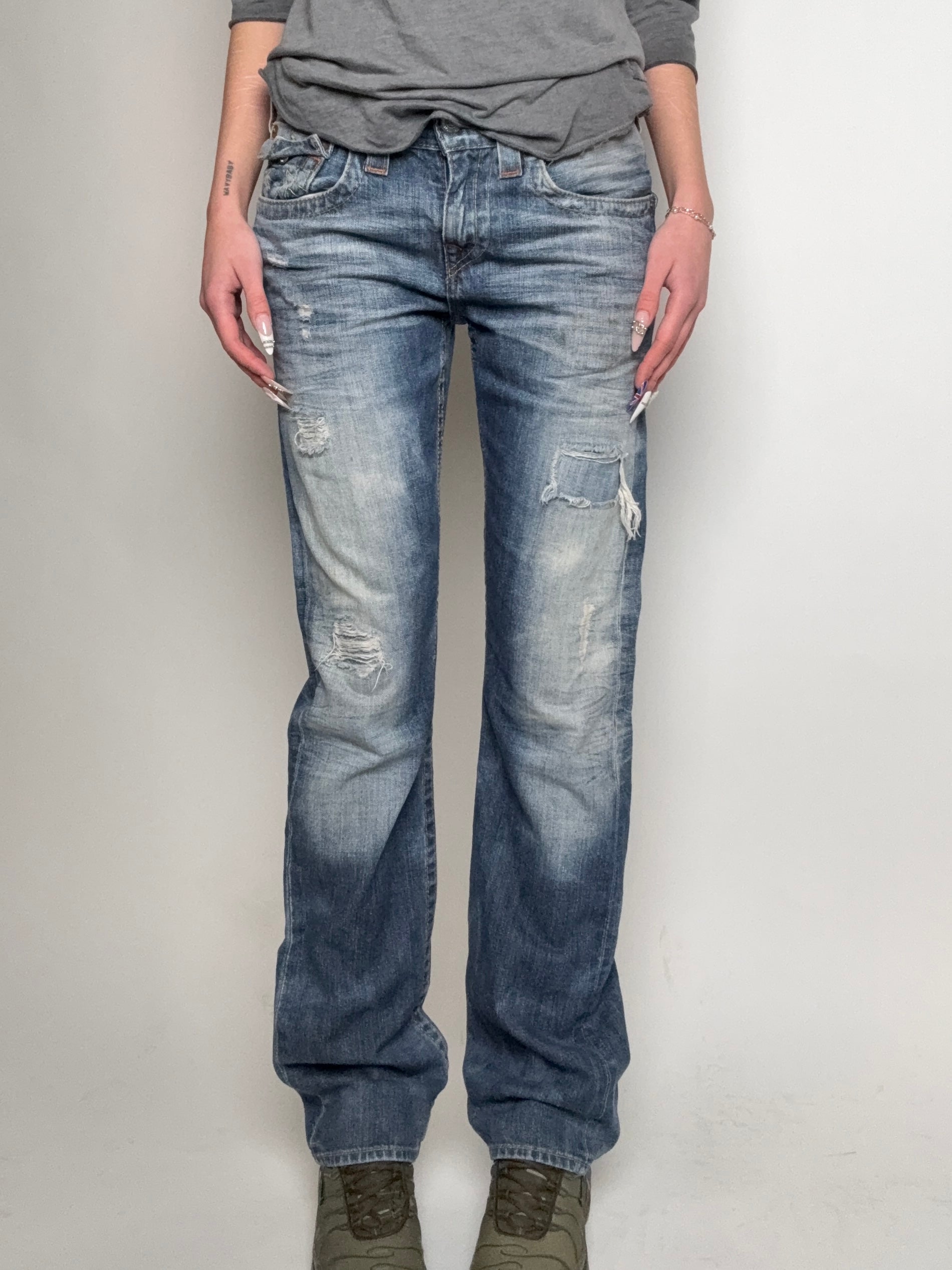 Tragebild von Vintage True Religion Bootcut Denim von vorne 