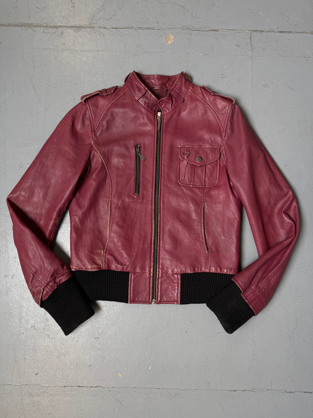 Vintage Redoute Bordeaux Lambskin Leather Jacket S