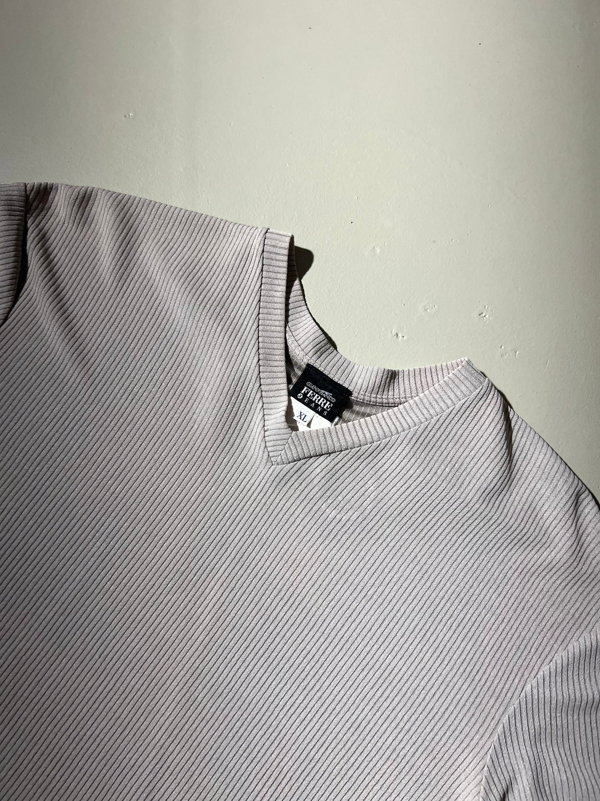 Vintage Beige Ferré Jeans Seethrough Tshirt L/XL