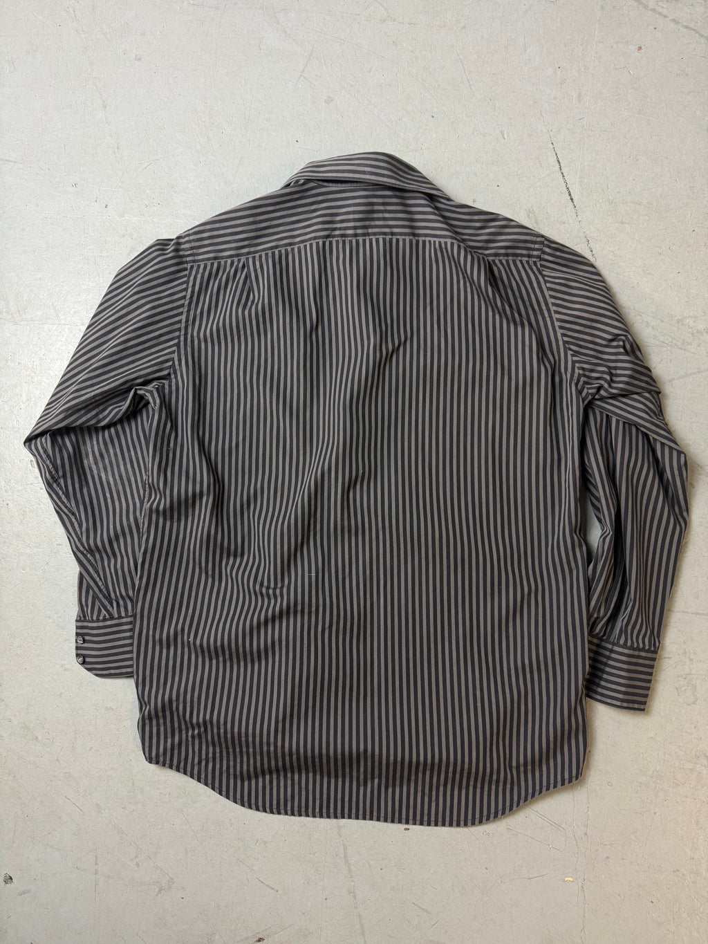 Vintage Lacoste Grey Striped Button Up Shirt L