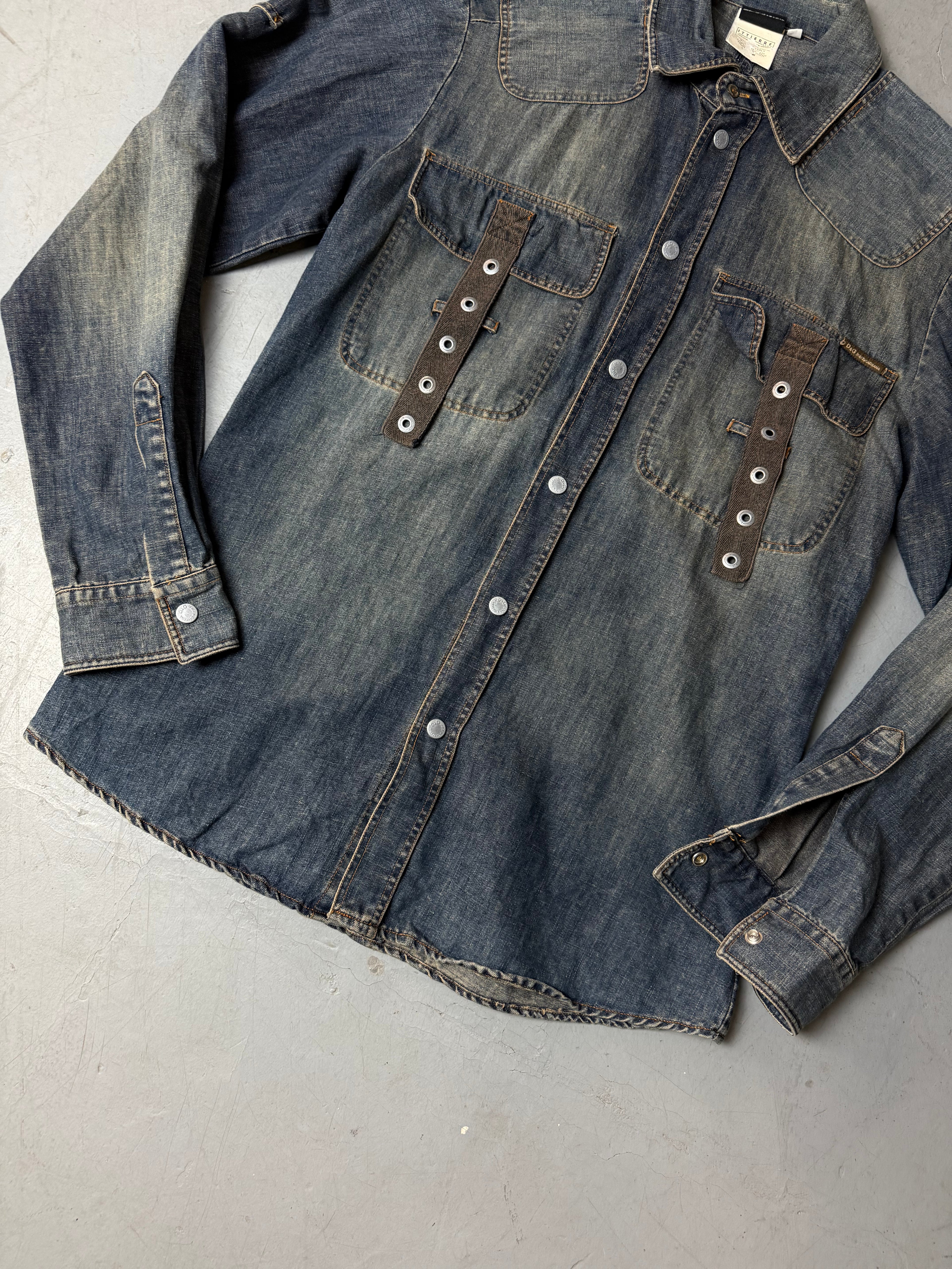 Detailbild von Vintage Dolce&Gabbana Denim Button Up Shirt von vorne