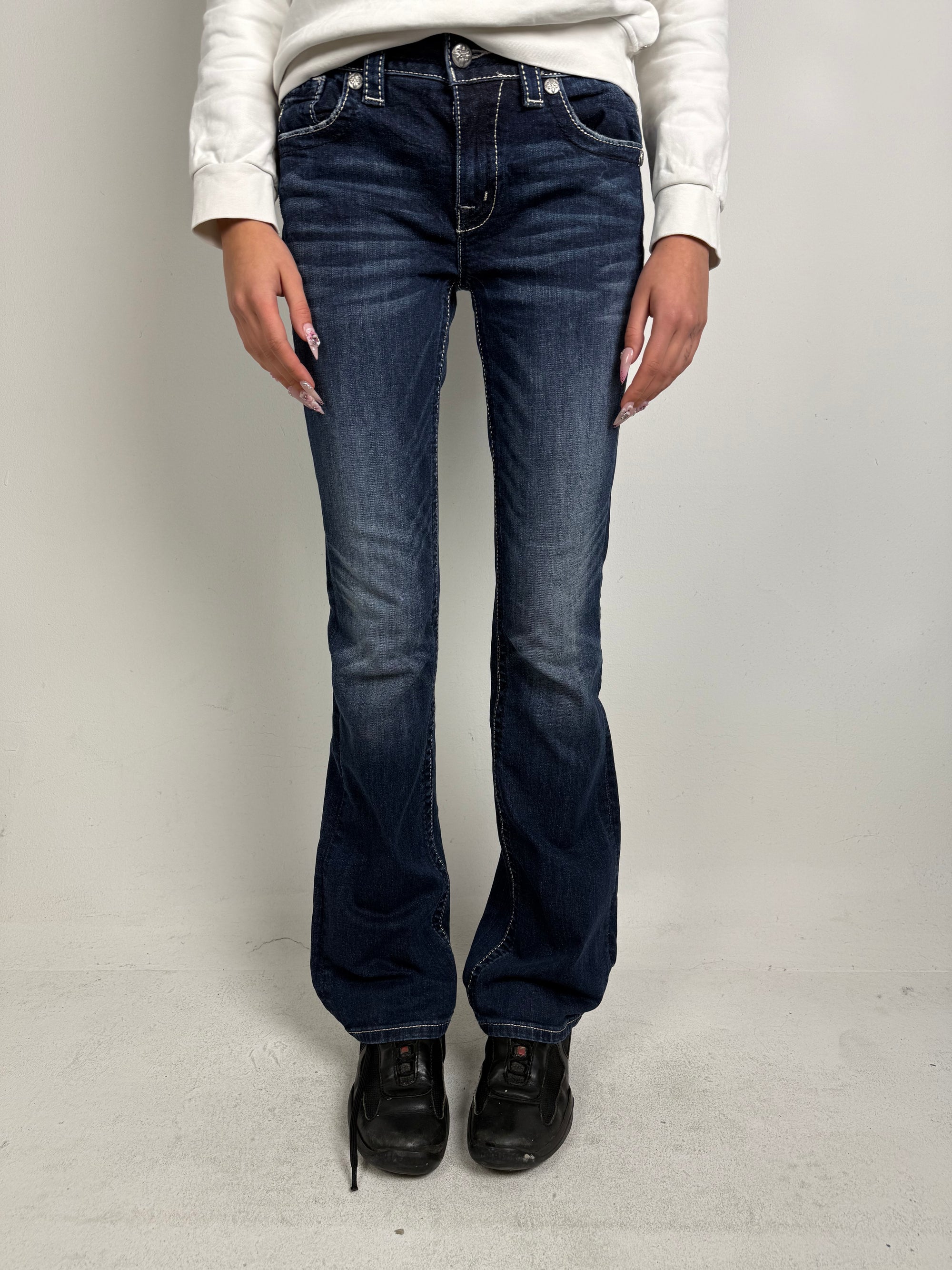 Vintage Miss Me Y2K Dark Blue Bootcut Jeans S/M