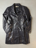 Vintage Dark Blue Faux Leather Coat für Damen. Y2K 2000s Fashion.