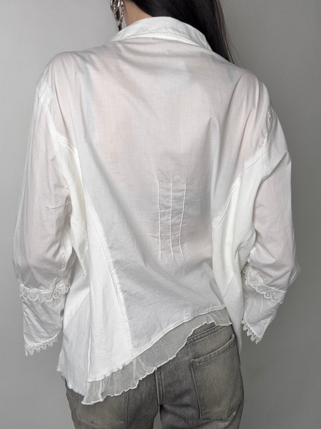 Vintage Bottega White Ruffled Blouse L