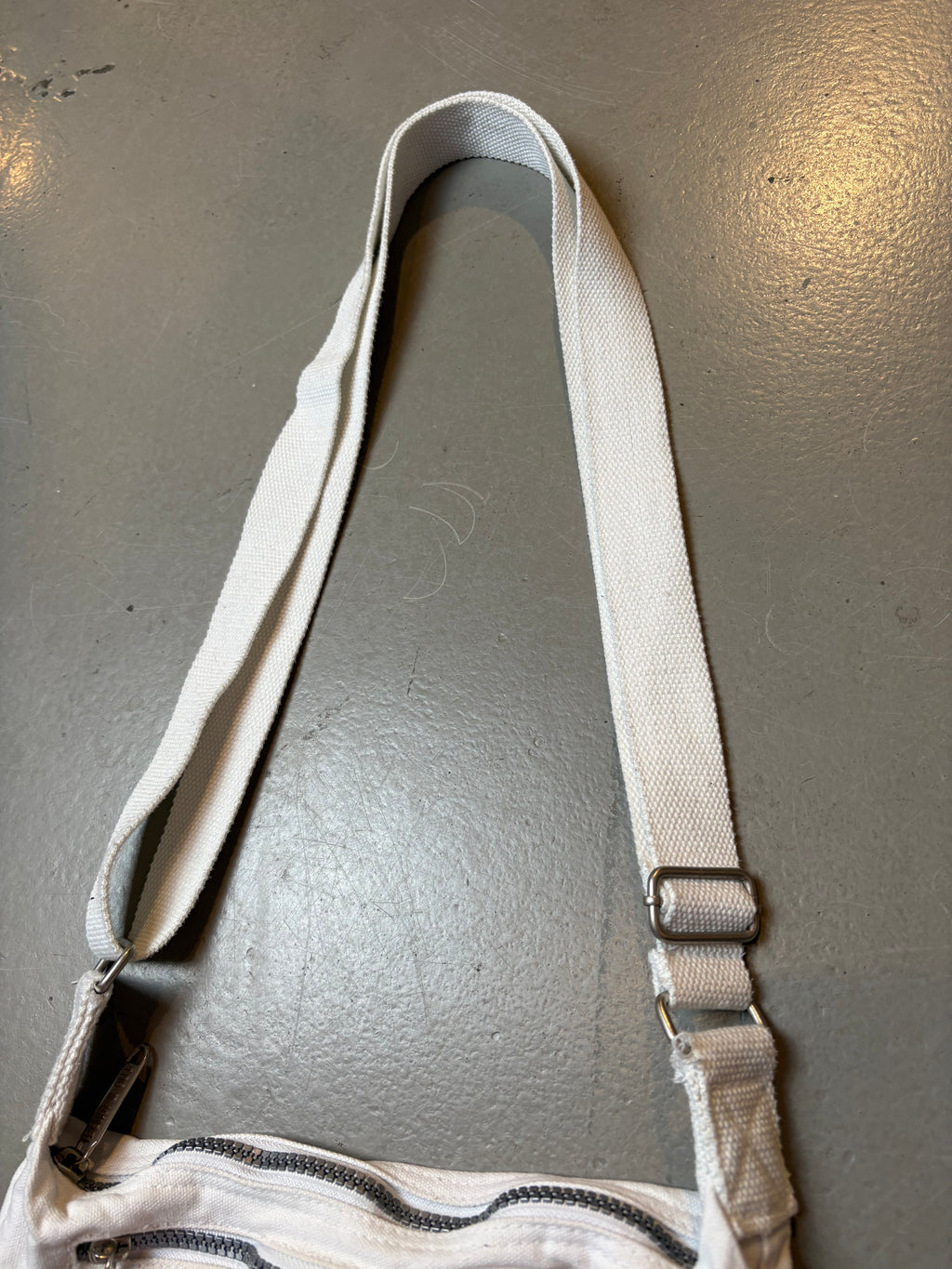 Vintage White Multi Zip Crossbody Bag