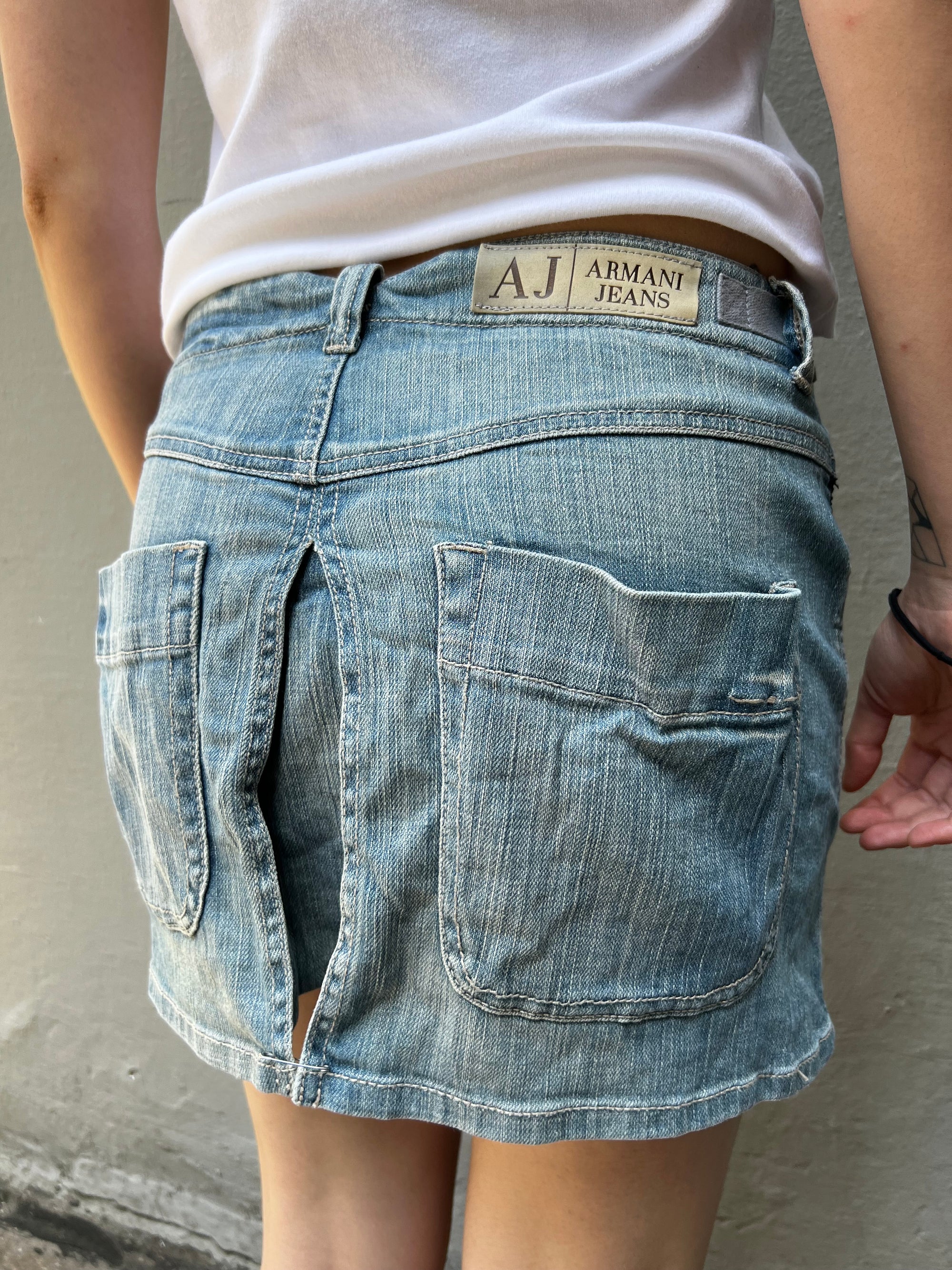 Vintage Armani Light Blue Denim Skirt S