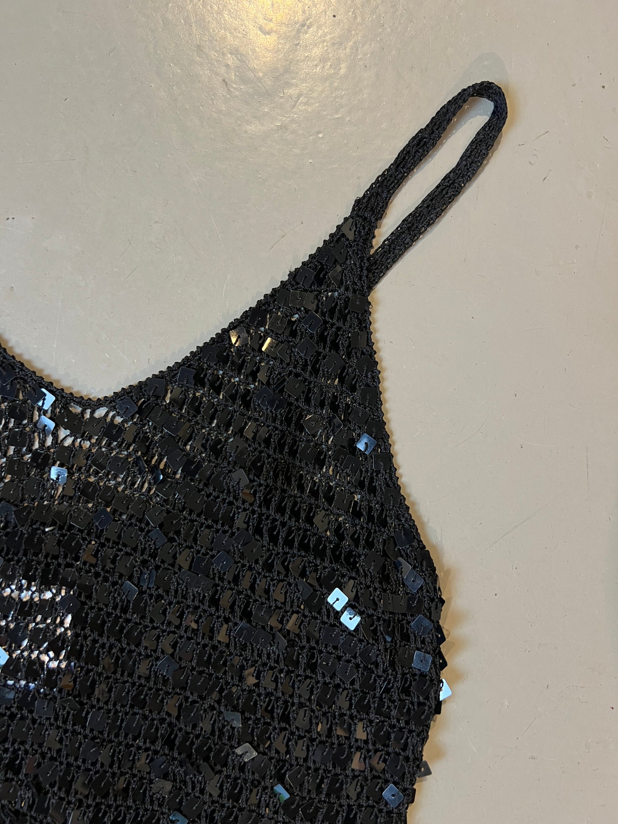 Vintage Y2K Black Glitter Top S/M