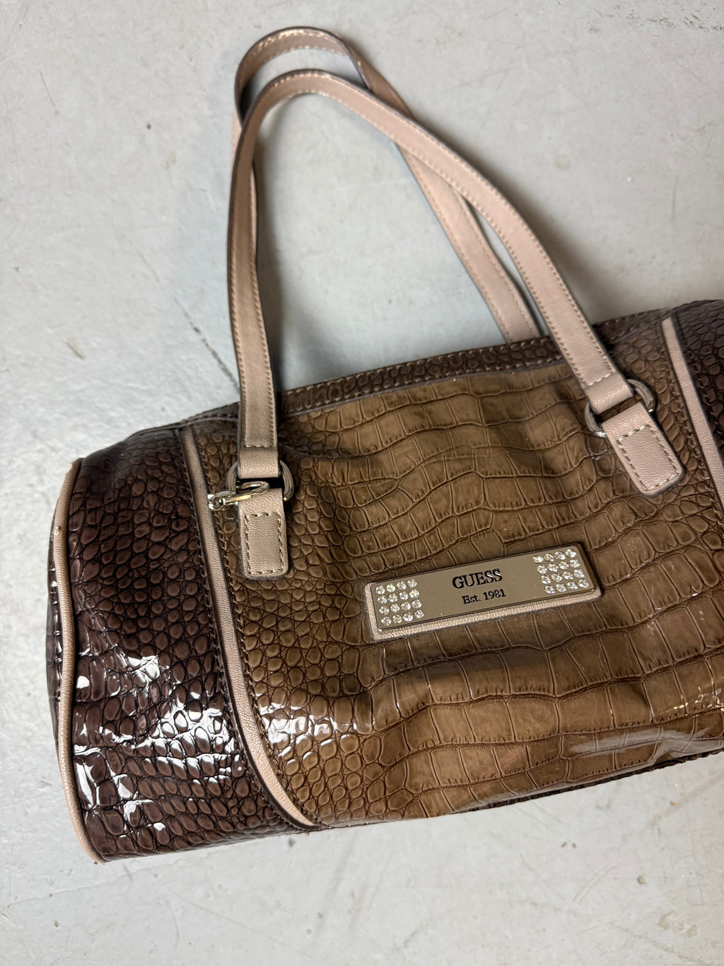 Vintage CNTY BAGS Guess Brown Crocodile Optic Handbag