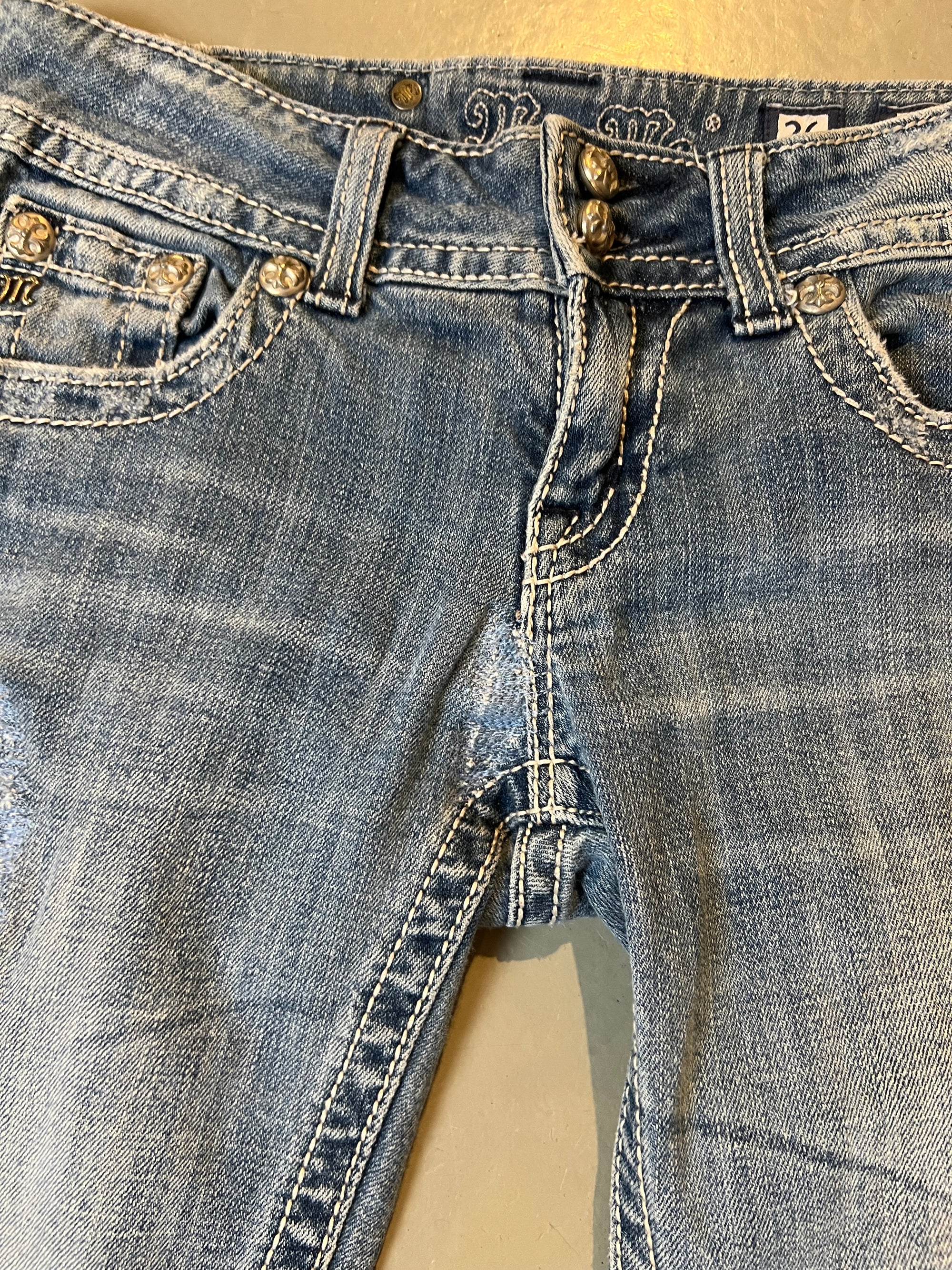Vintage Miss Me Butterfly Glitter Denim XS