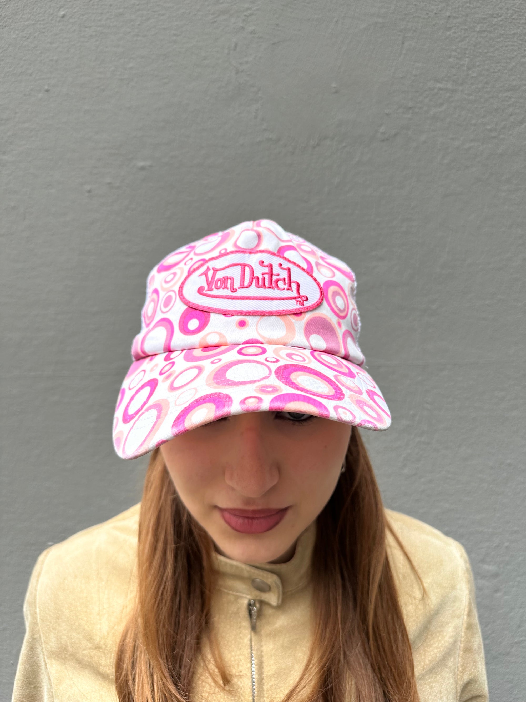 Vintage White/Pink Von Dutch Cap