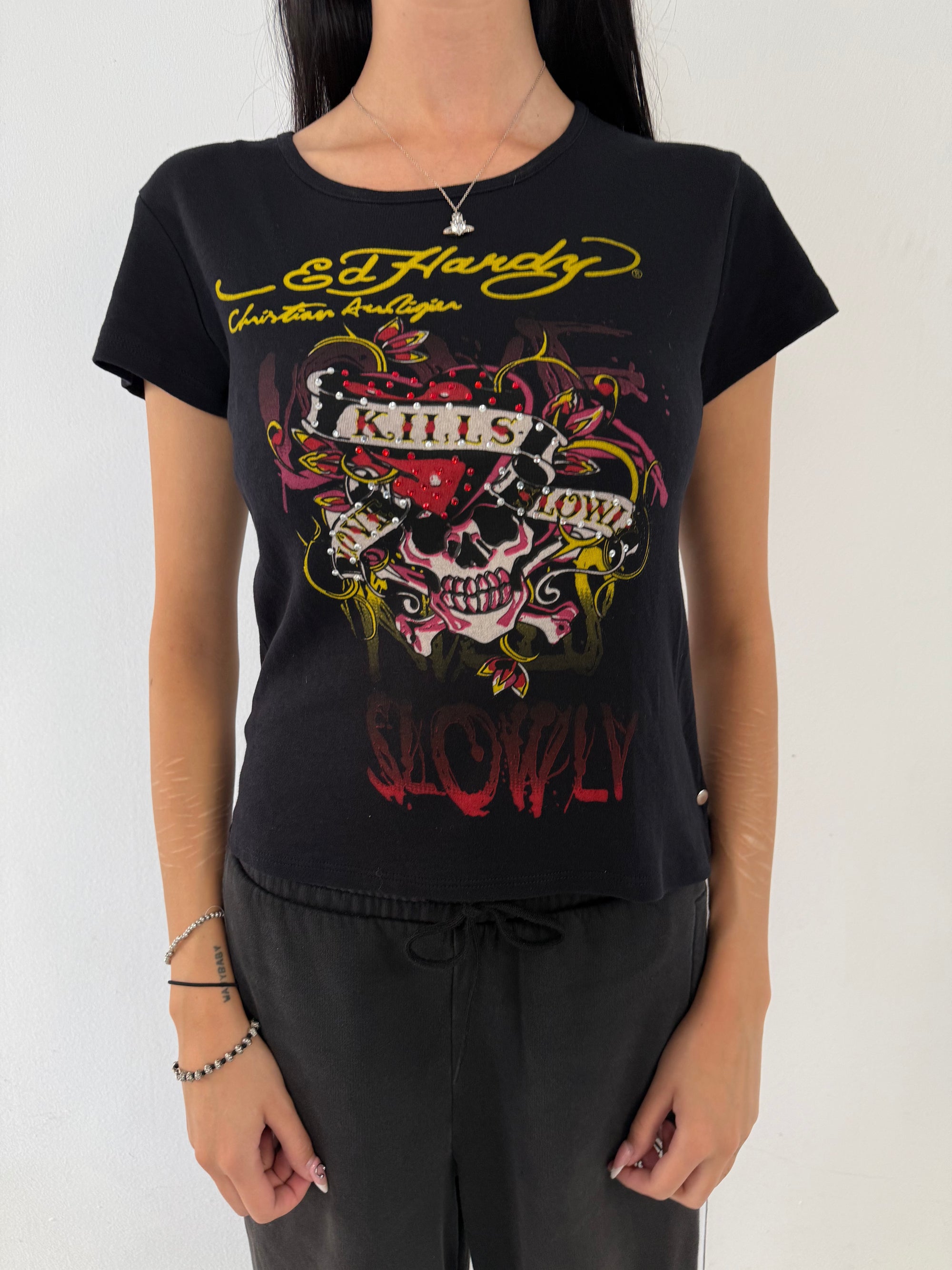 Vintage Ed Hardy Love Kills Slowly Printed T-Shirt S/M