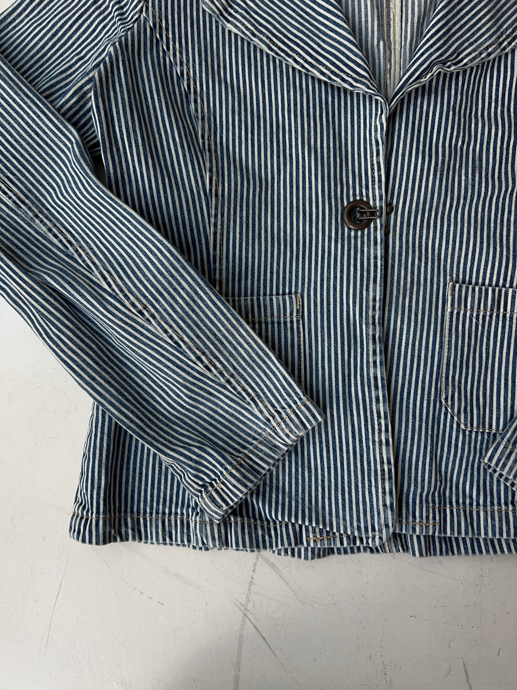 Vintage Striped Jeans Jacket (XL)