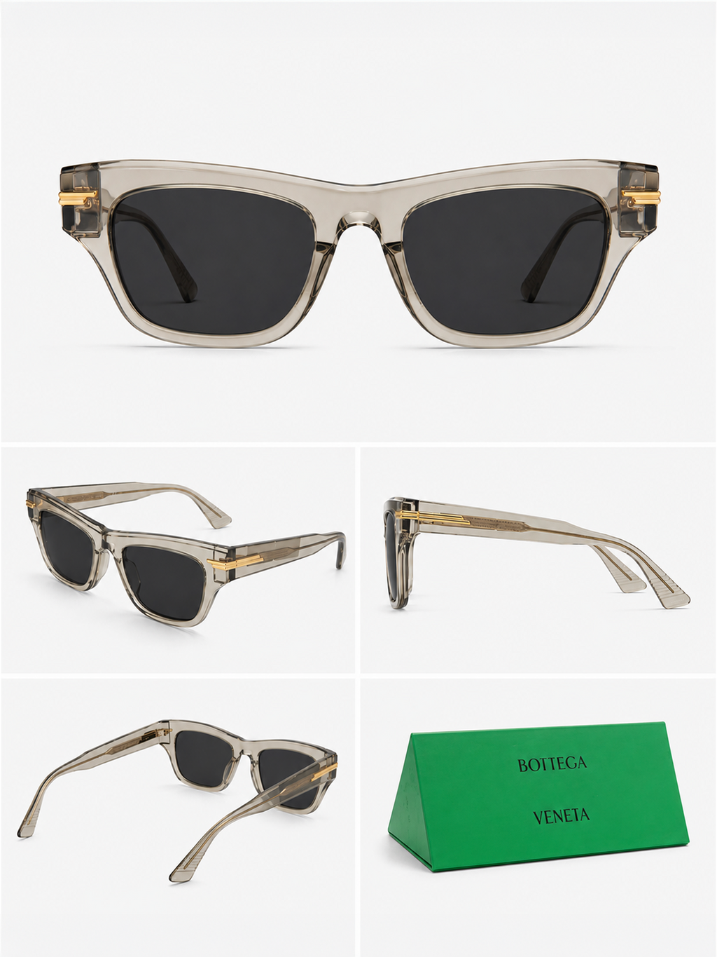 Bottega Veneta Beige/Transparent Sunglasses