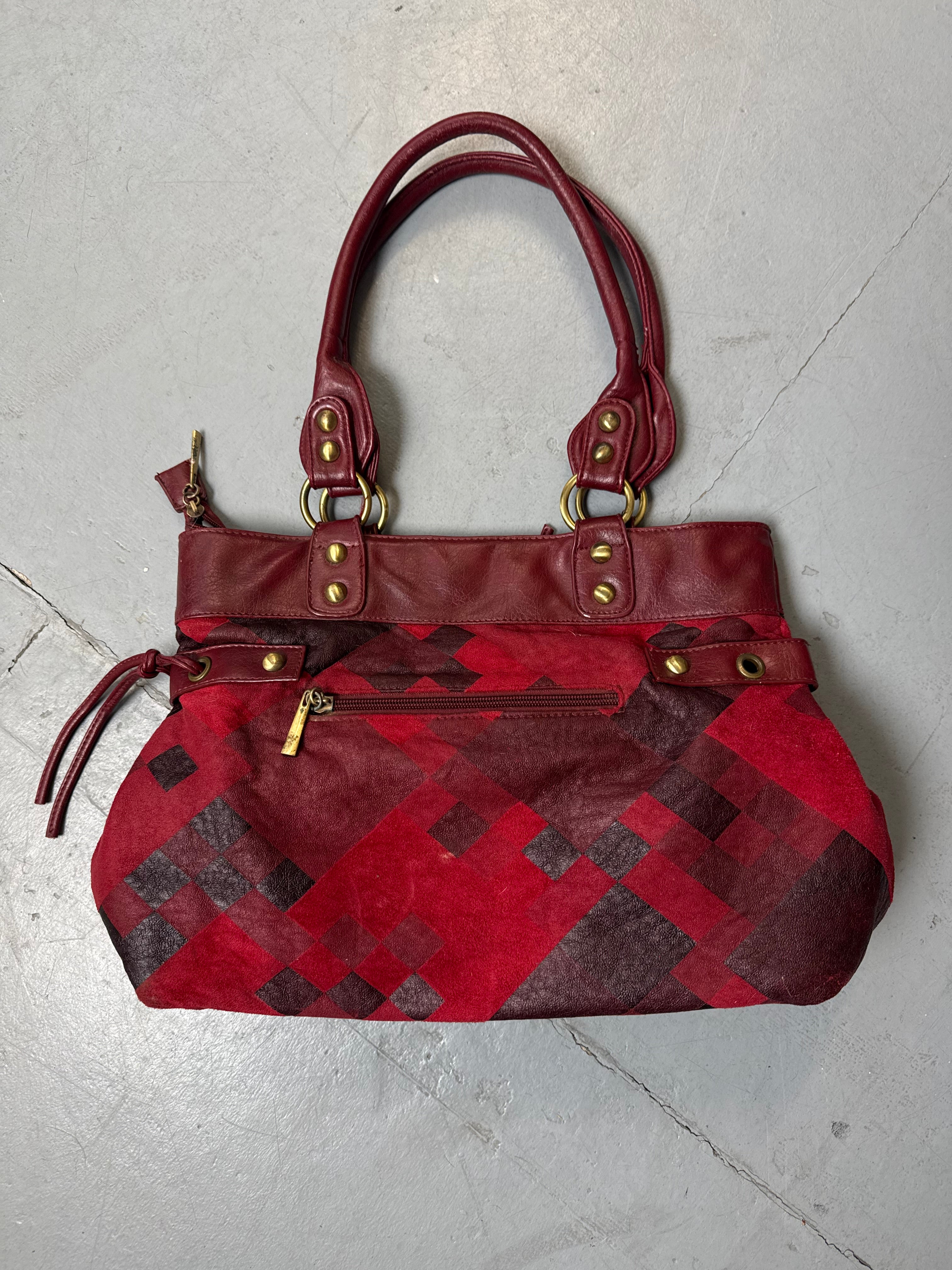 Vintage Vintage Eternal Red Harleqin Print Bag for women. Y2K Second Hand 2000s Fashion 