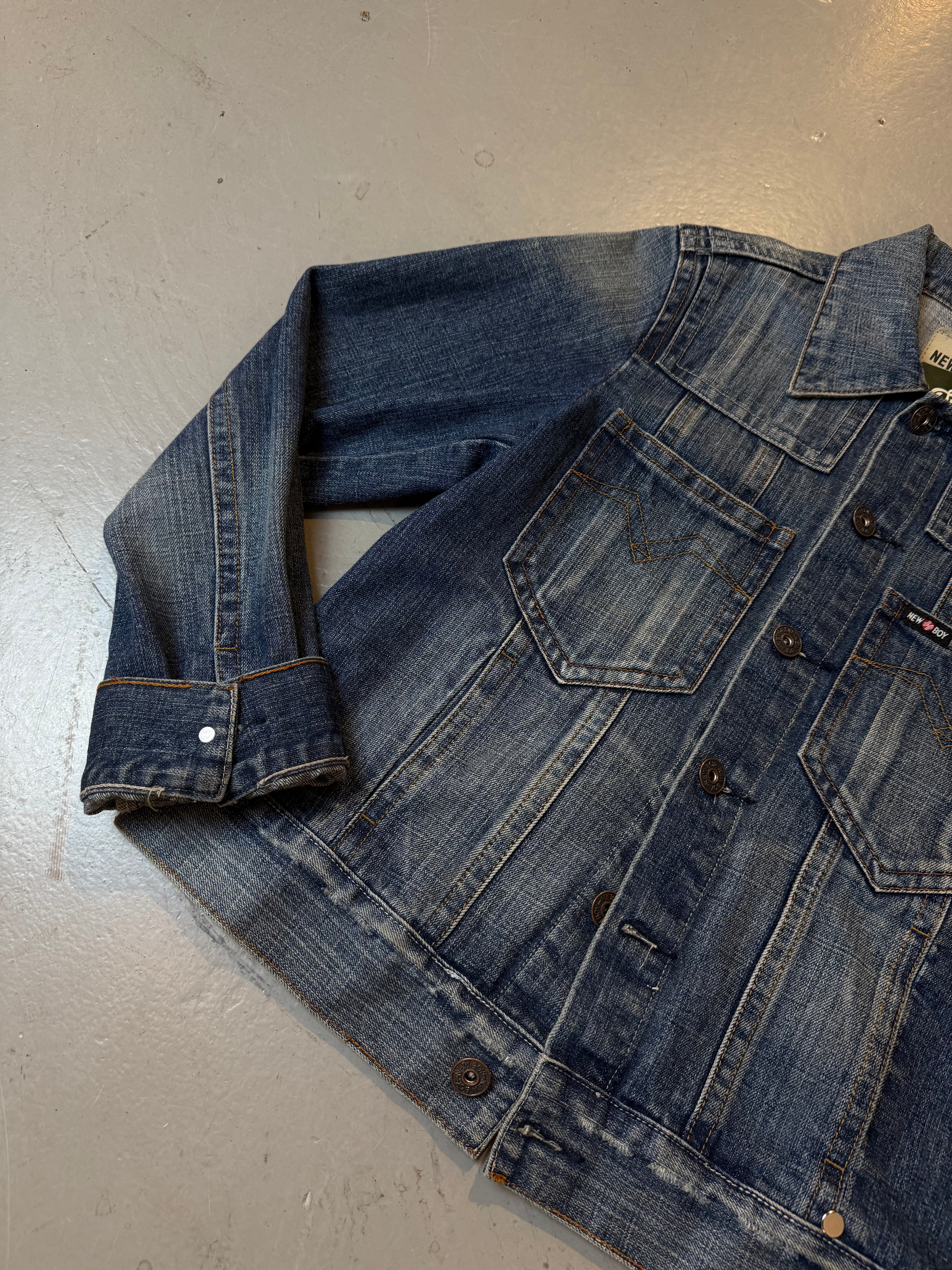 Vintage New Boy Denim Jacket with Back Print M