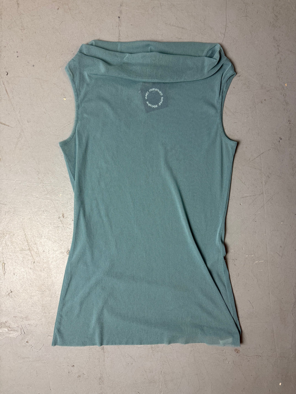 Vintage Blue Mesh Seethrough Tank Top M