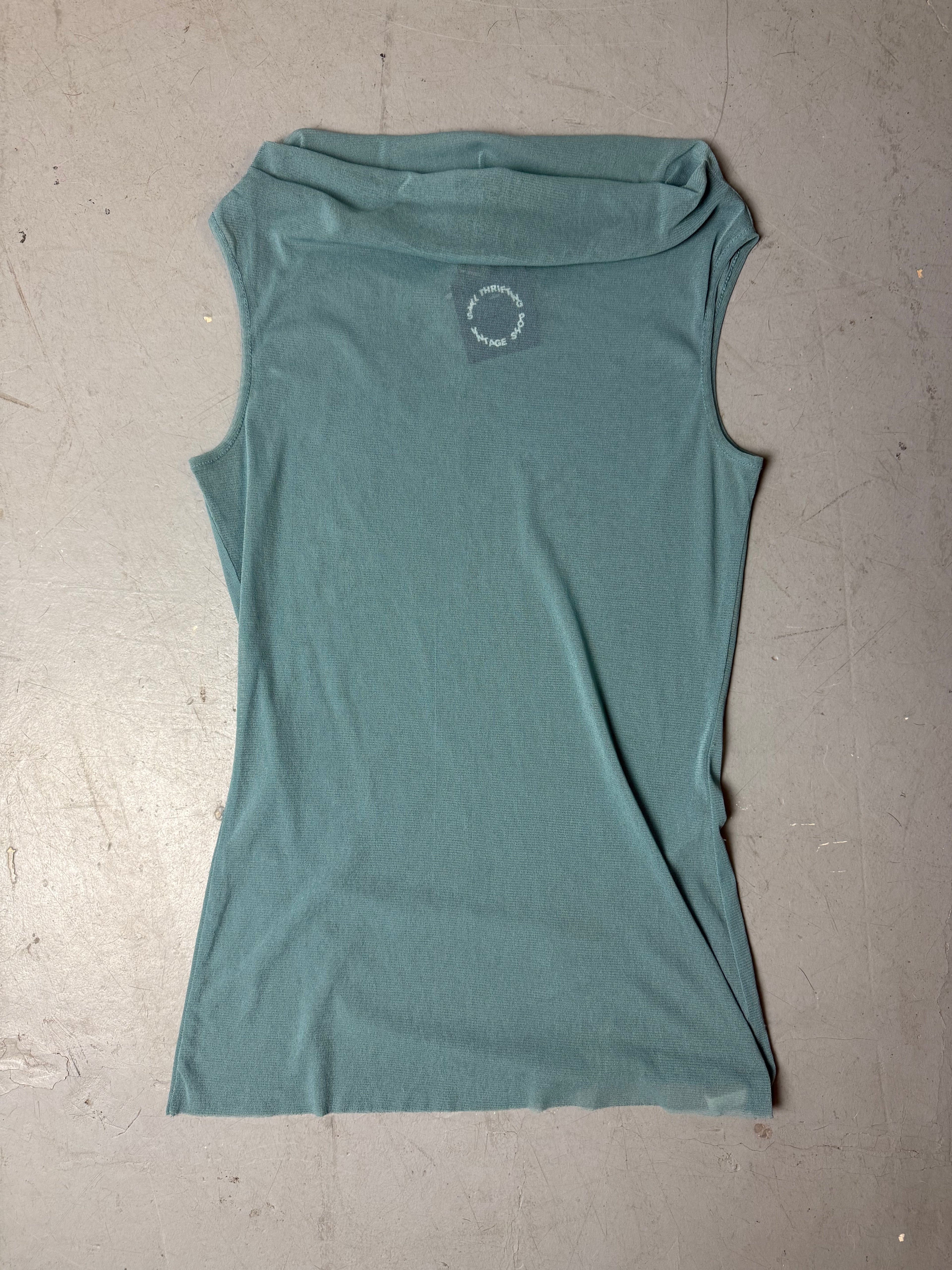 Vintage Blue Mesh Seethrough Tank Top M