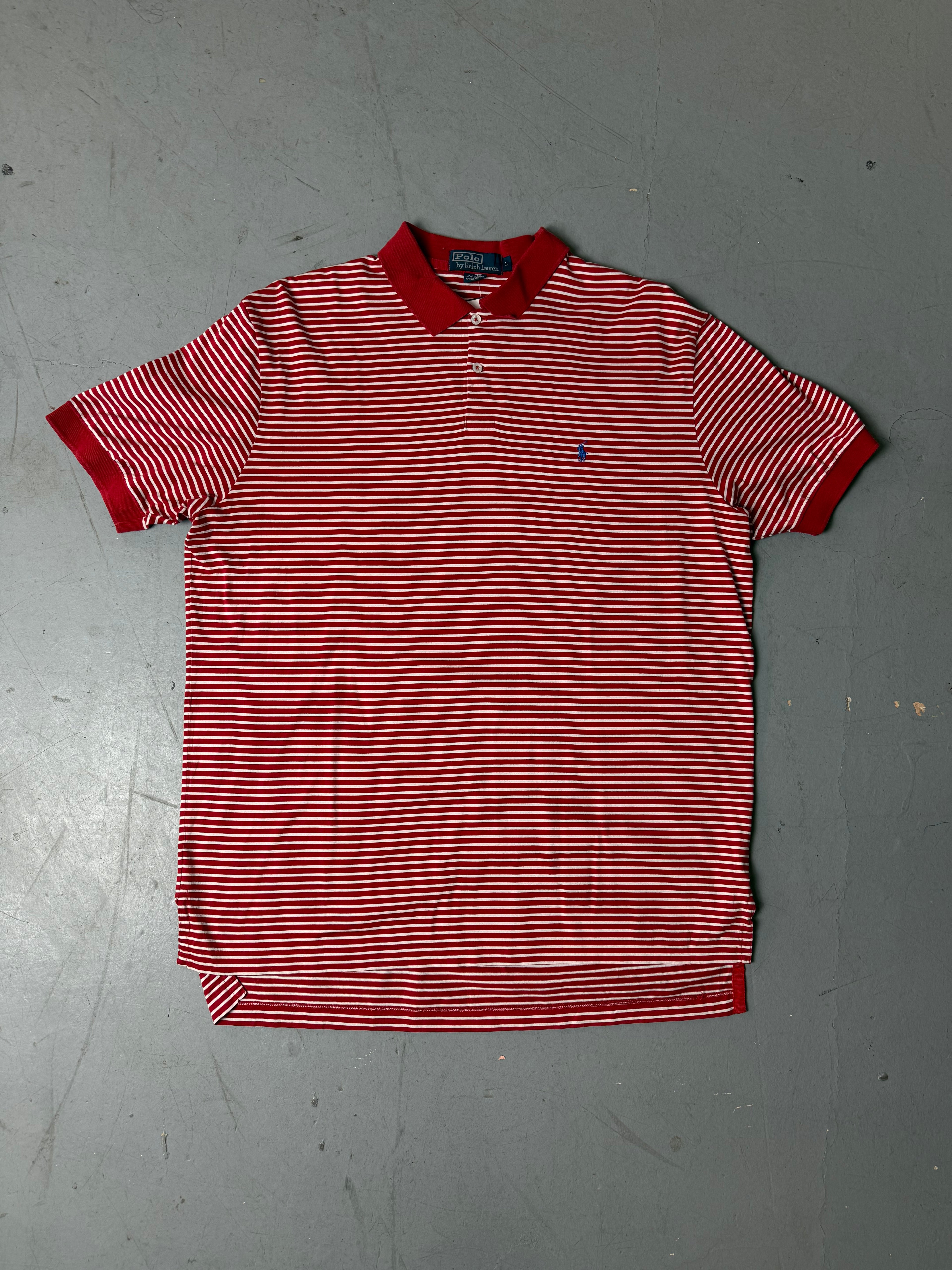 Produktbild von Vintage Ralph Lauren Red and White  Striped Polo von vorne