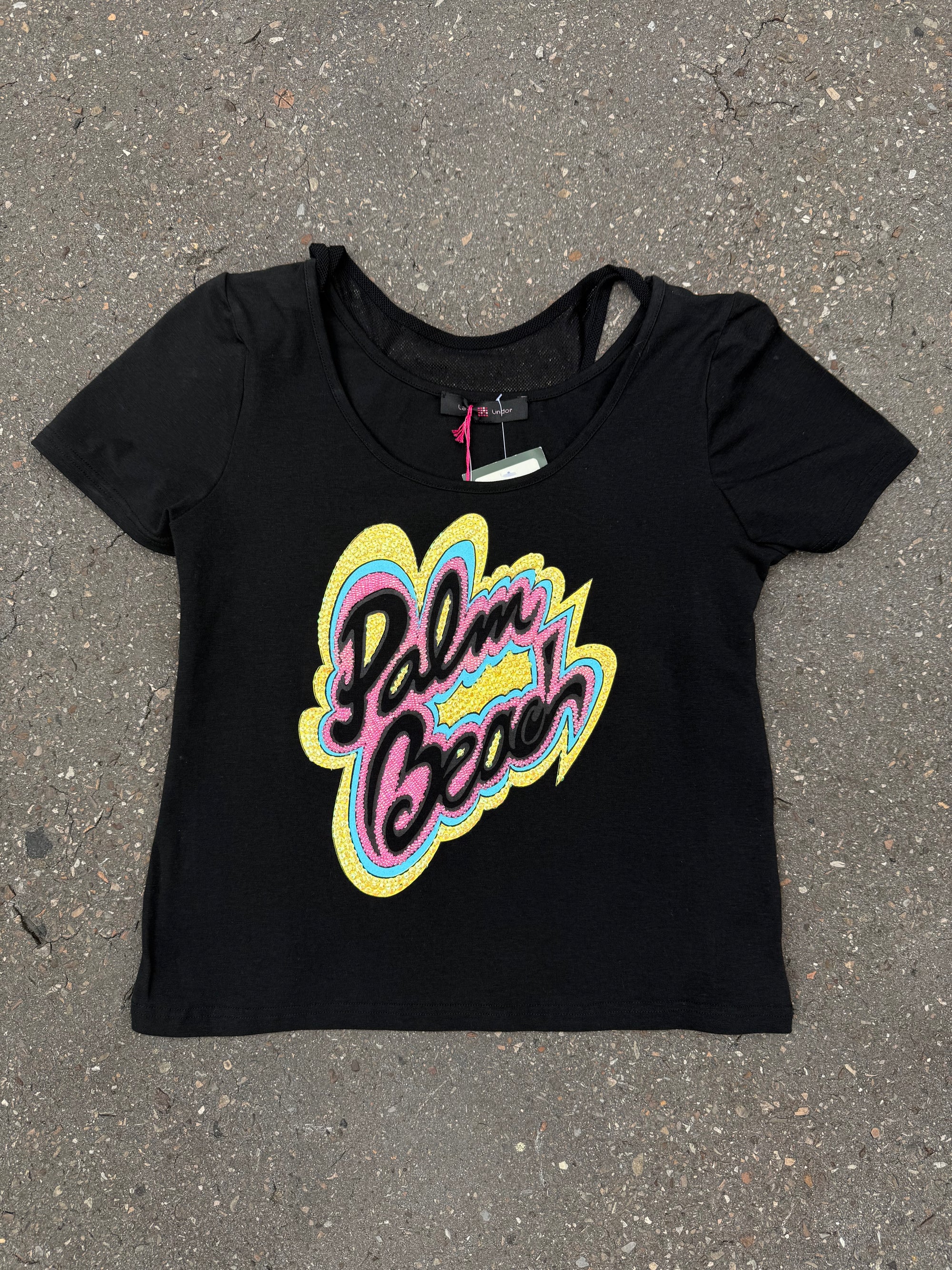 Vintage Palm Beach Black Baby Tee S/M