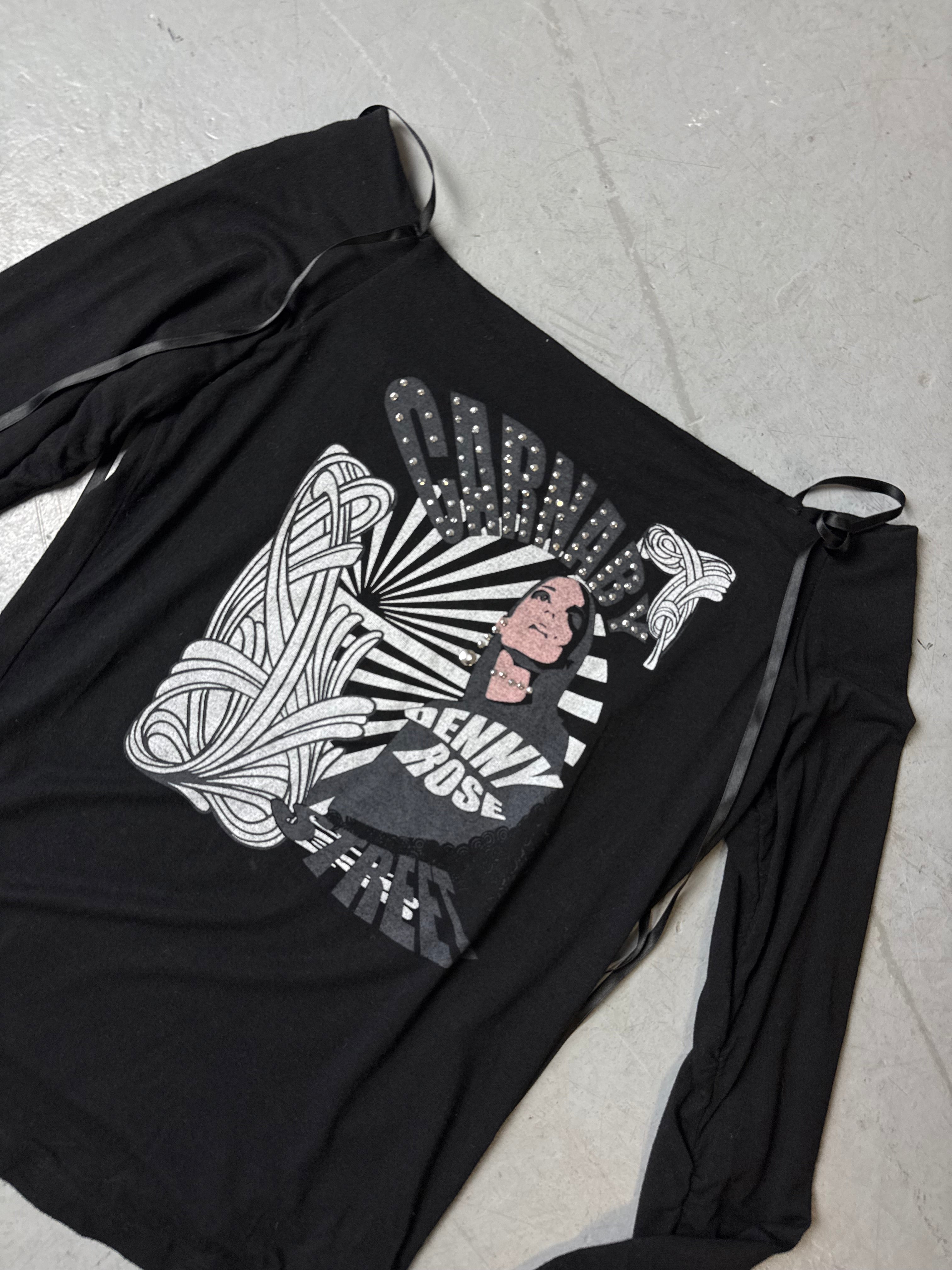 Vintage Denny Rose Super Long Sleeves Black Top S