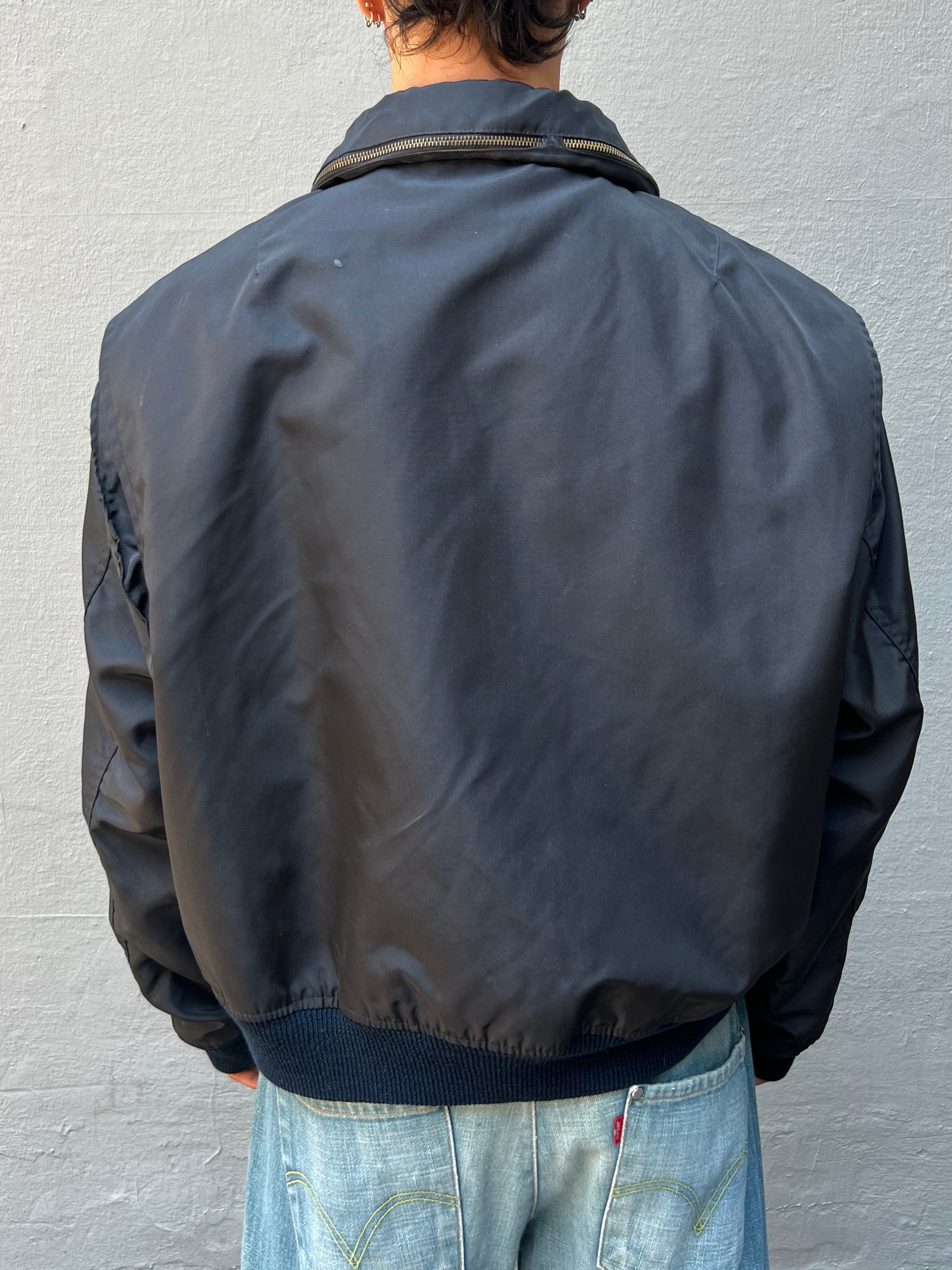 Vintage Black Aviator Bomber Jacket L/XL
