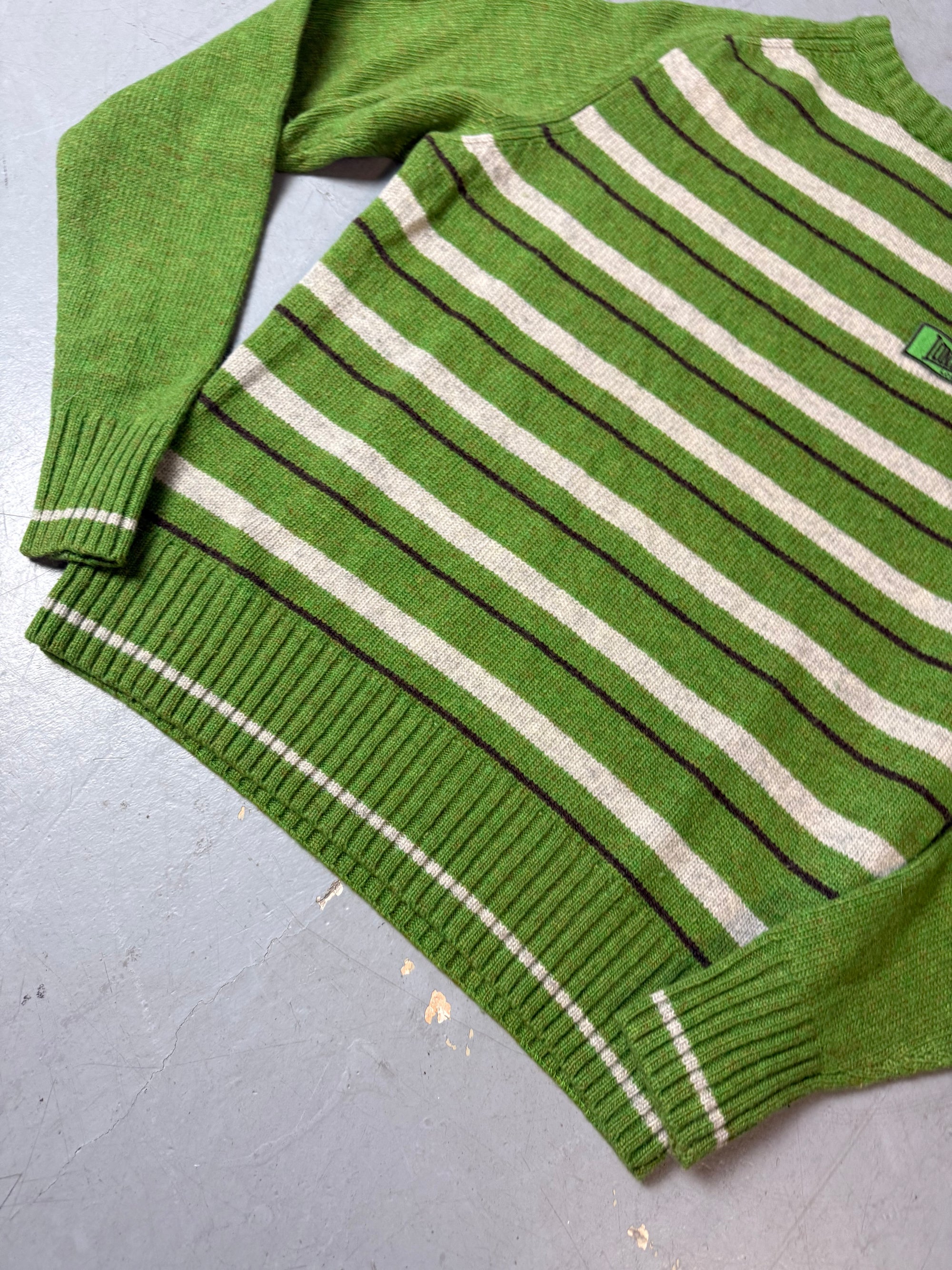 Vintage Lonsdale Green Striped Knit Sweater M/L