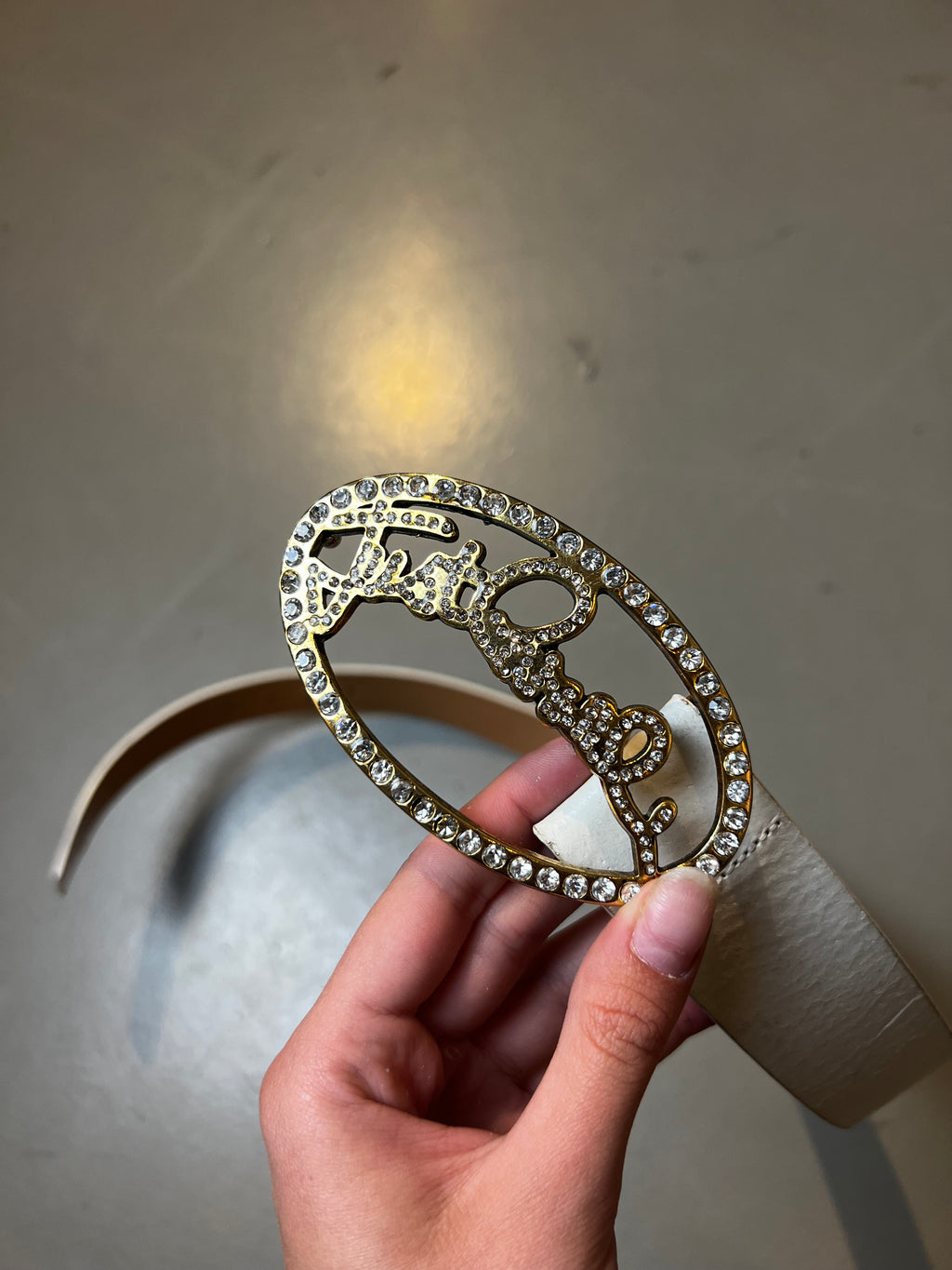 Vintage JustCavalli White Belt with Gold Buckle