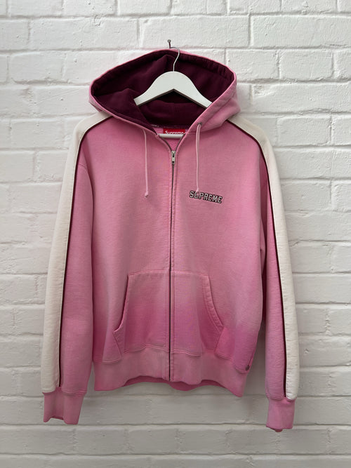 Supreme State Zip Up Hooded Sweatshirt Pink (S)