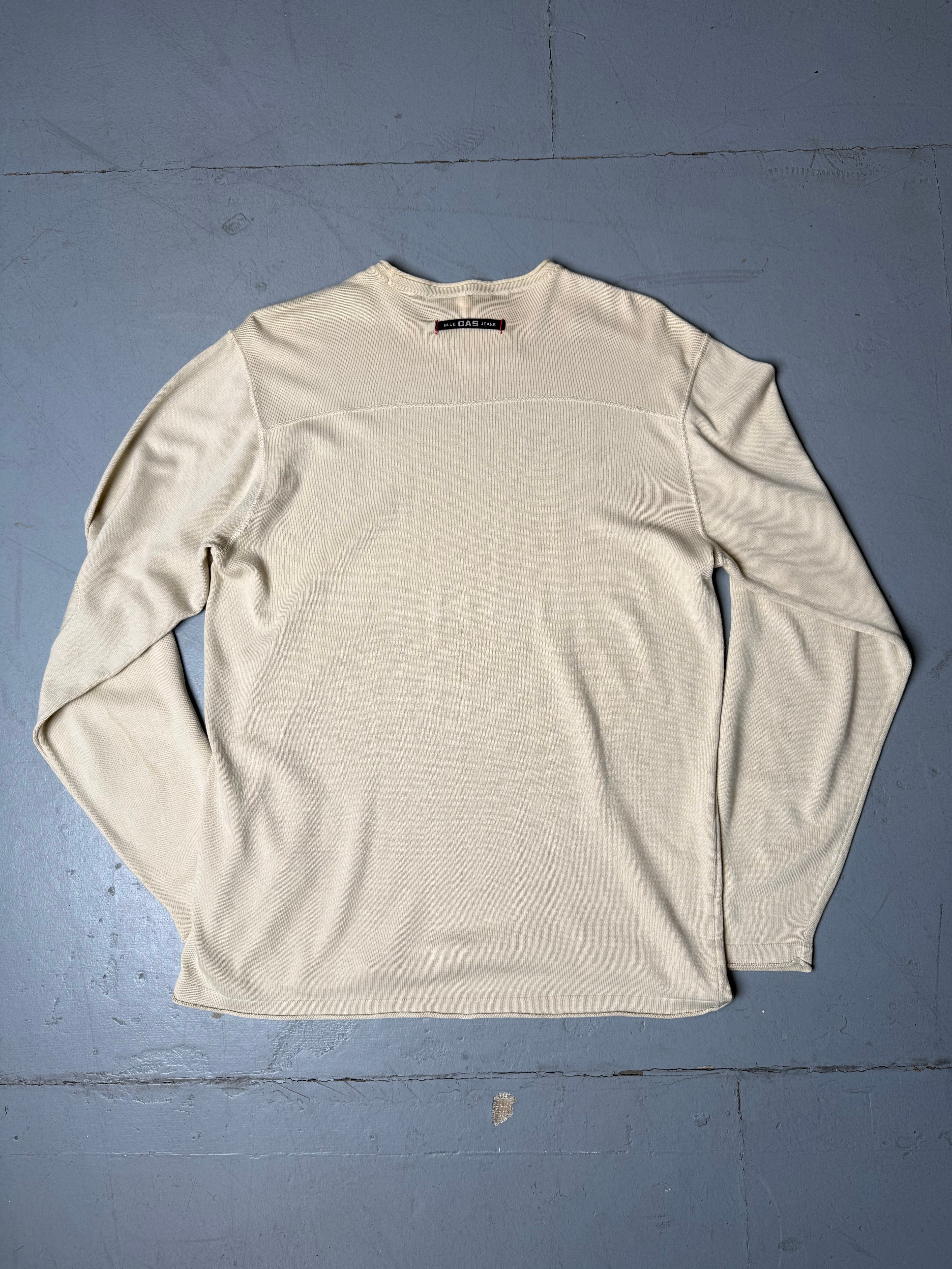Vintage Gas Beige Longsleeve for men’s. Y2K Second Hand 2000s Fashion 